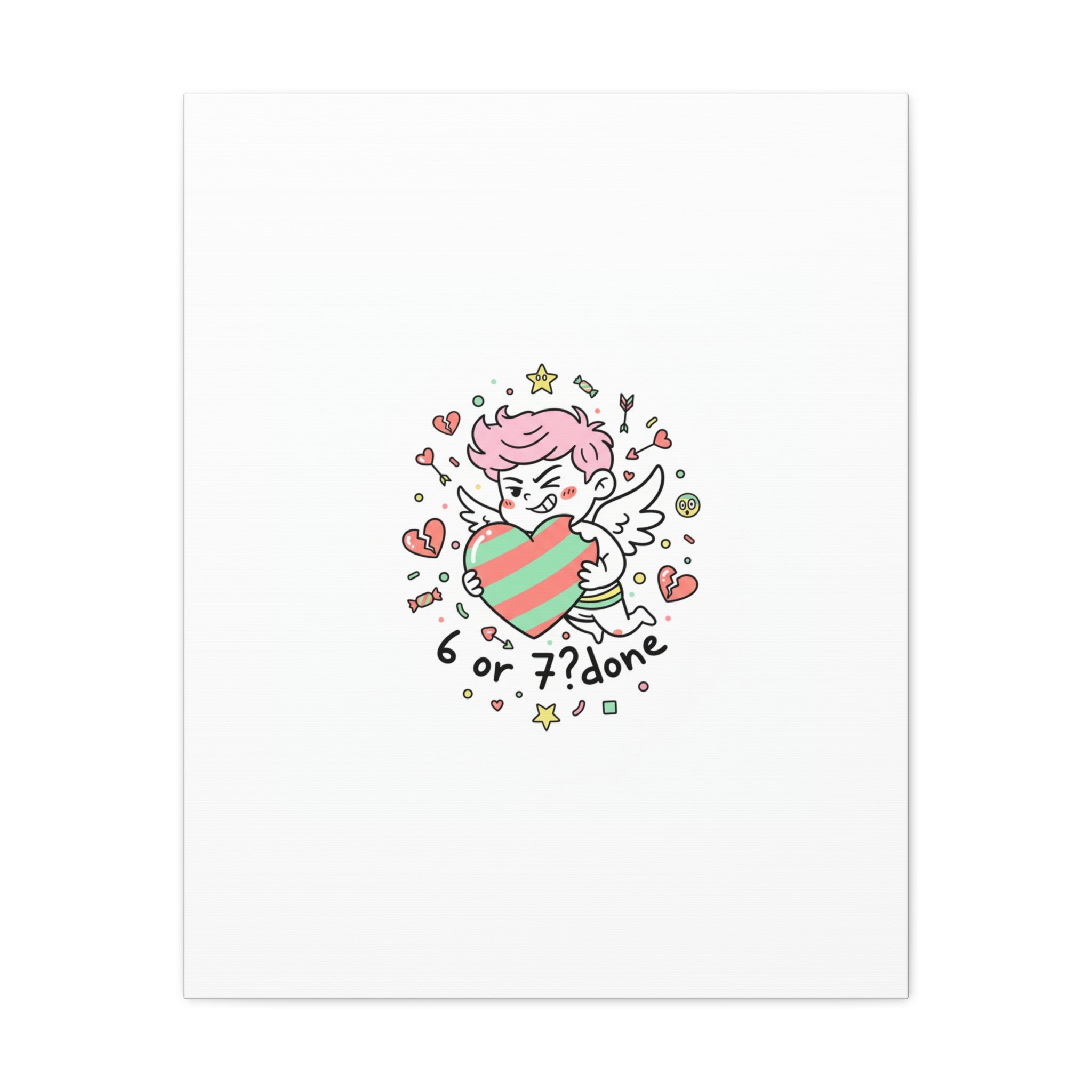 Weird Cupid heart illustration Canvas | Weird Valentine, quirky chaotic love