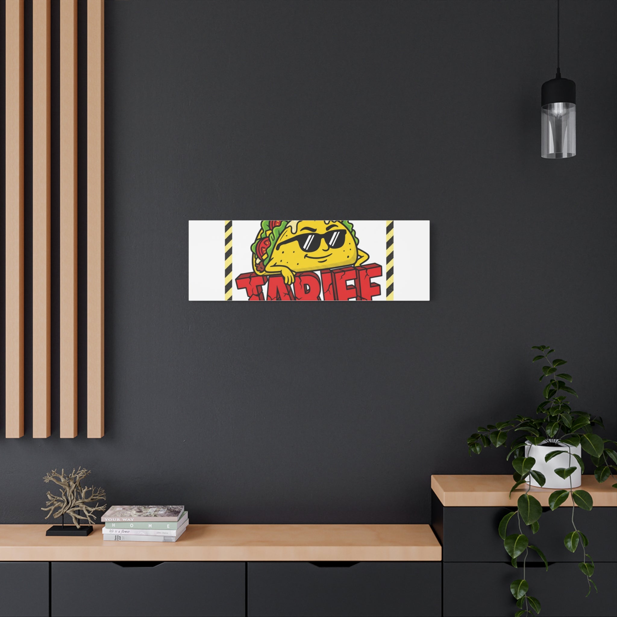 No Taco Tariffs Canvas | political taco pun, tariff backtrack protest typography