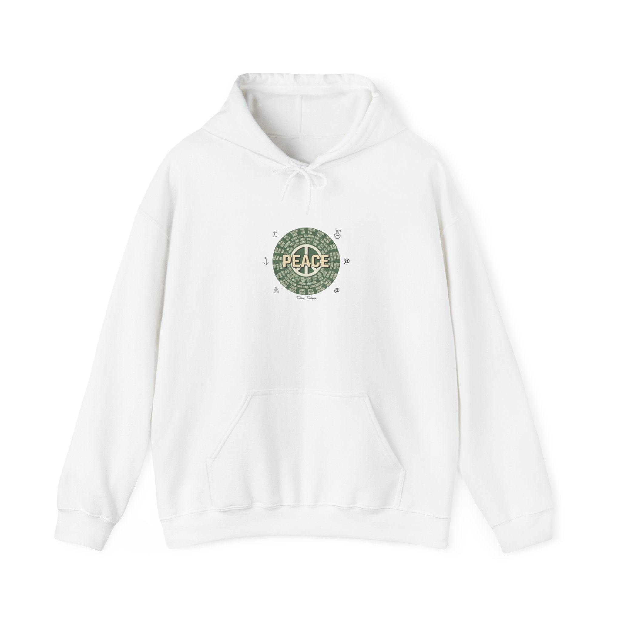 Handwritten Peace Doodle Hoodie | sketch aesthetic, hand drawn message