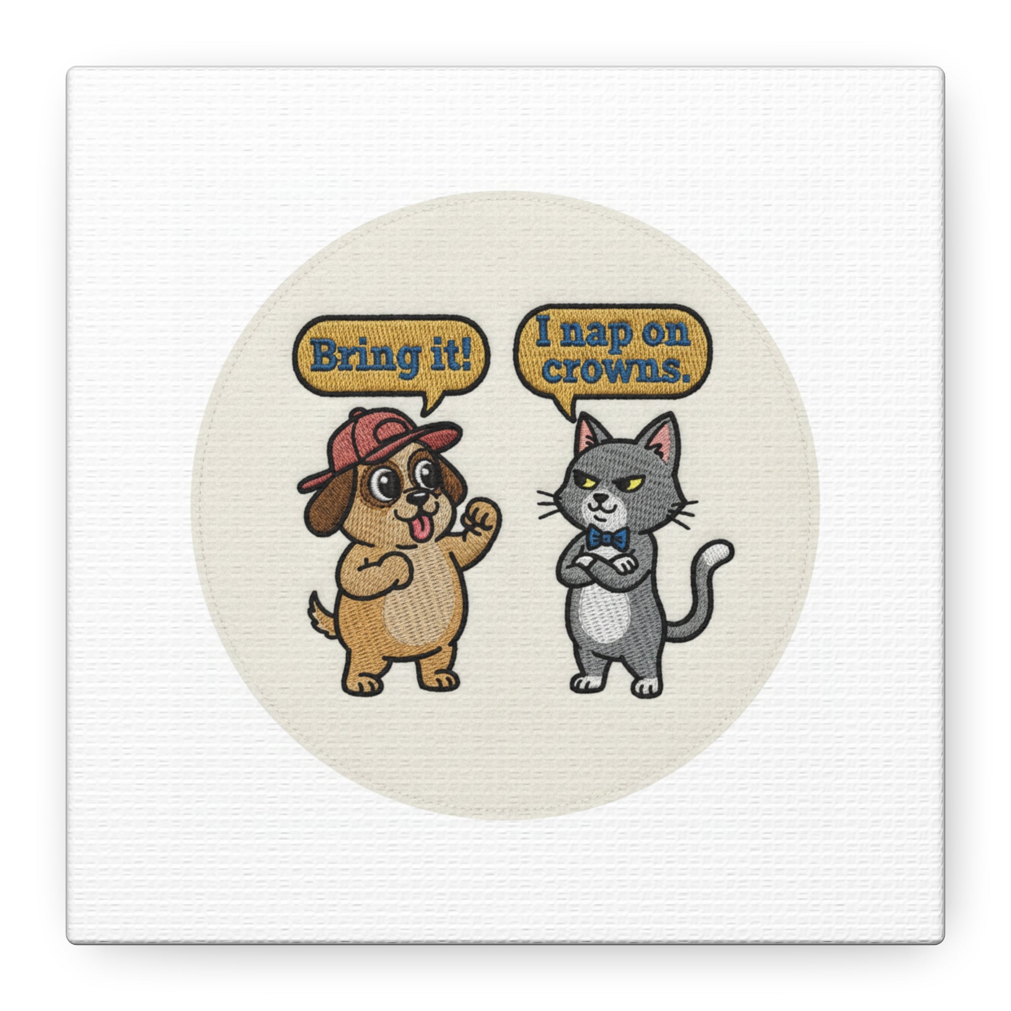 Funny Cat vs Dog Canvas | Pet Rivalry Wall Art