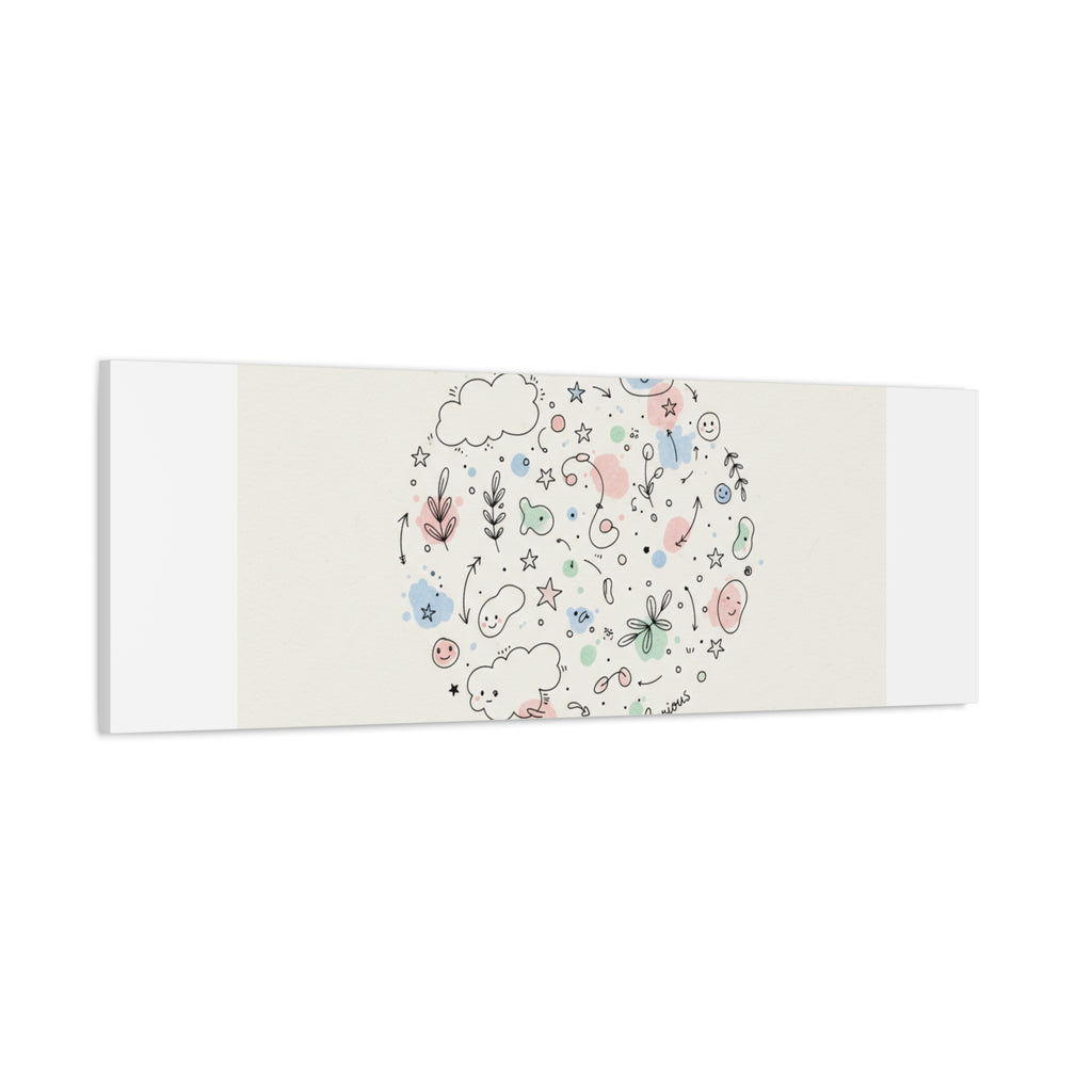 Doodle Circle Line Drawing Matte Canvas, Hand-Drawn Sketch Art
