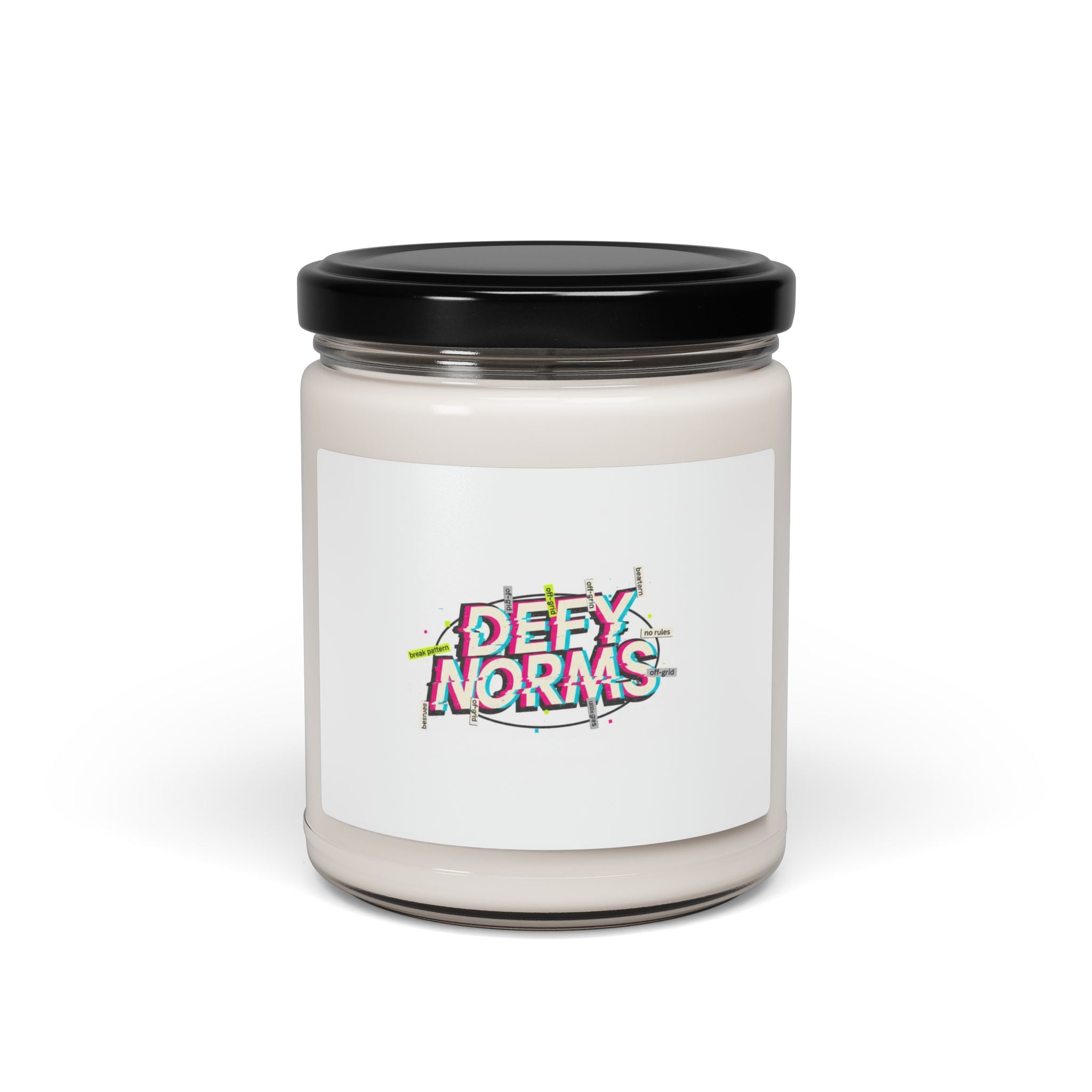 Defy Norms Candle | Scented Soy Candle, Anti-Aesthetic Glitch Typography