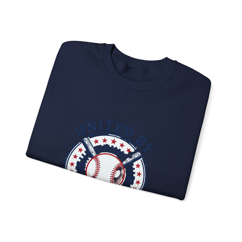 United by Baseball Crewneck Sweatshirt | Patriotic Baseball Graphic, Vintage Red White Blue