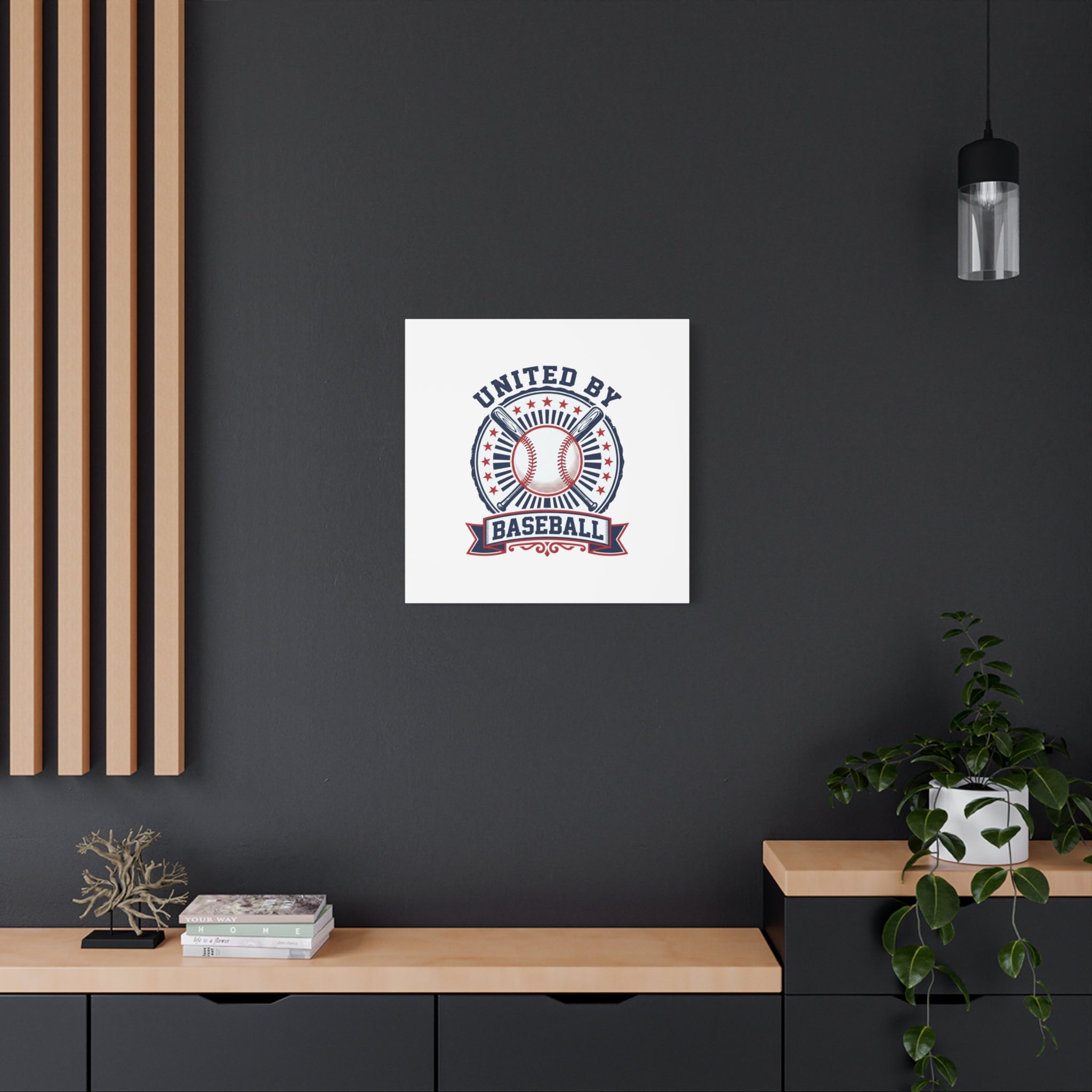 United by Baseball Canvas | Patriotic Baseball Graphic, Red White Blue Wall Art