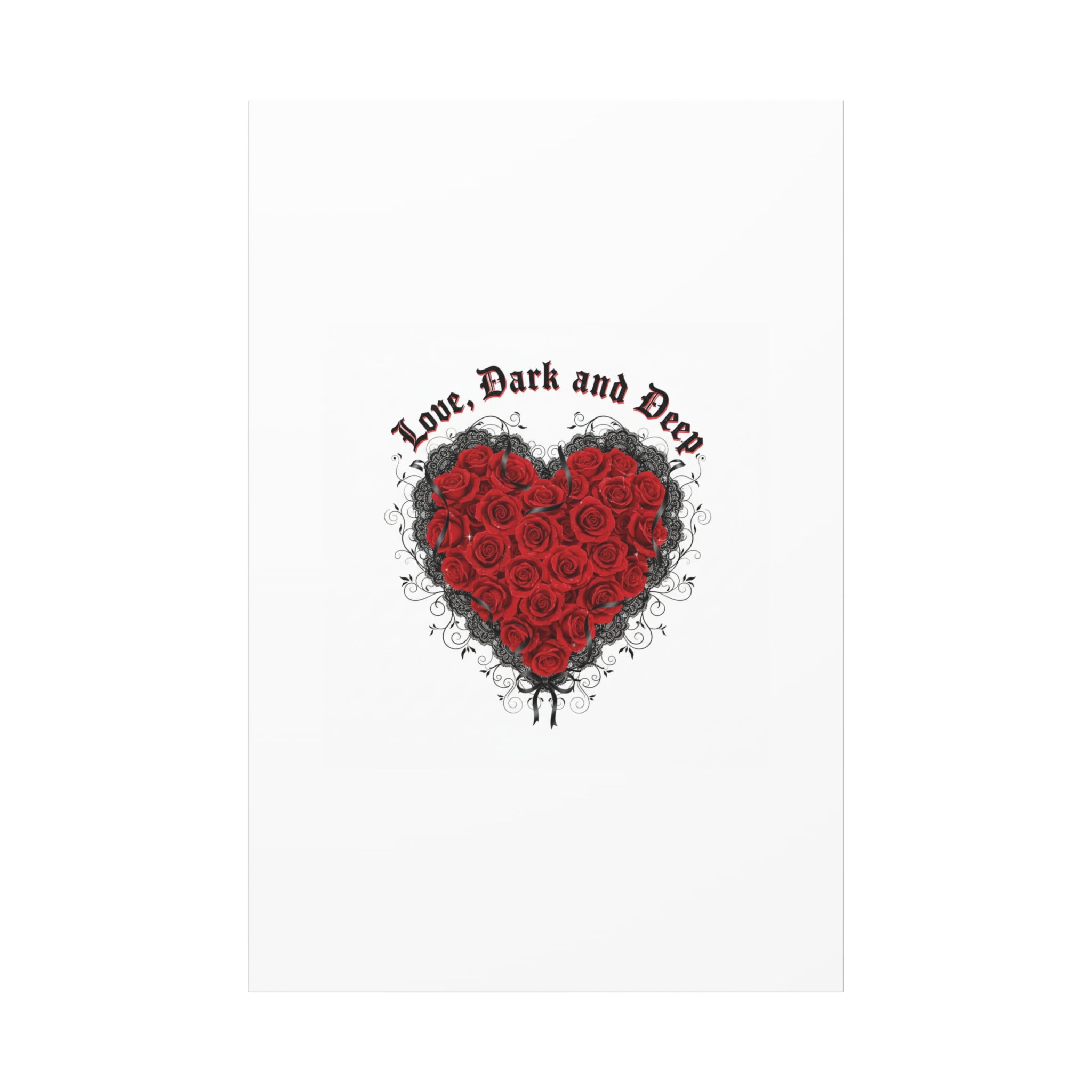 Love Dark and Deep Heart Canvas, Nu Romantic Gothic Romance, 80s Nostalgia
