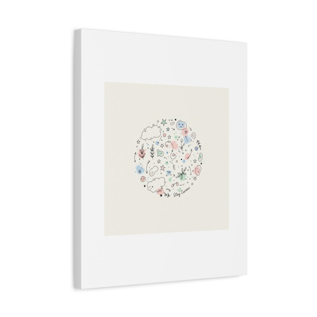 Doodle Circle Line Drawing Matte Canvas, Hand-Drawn Sketch Art