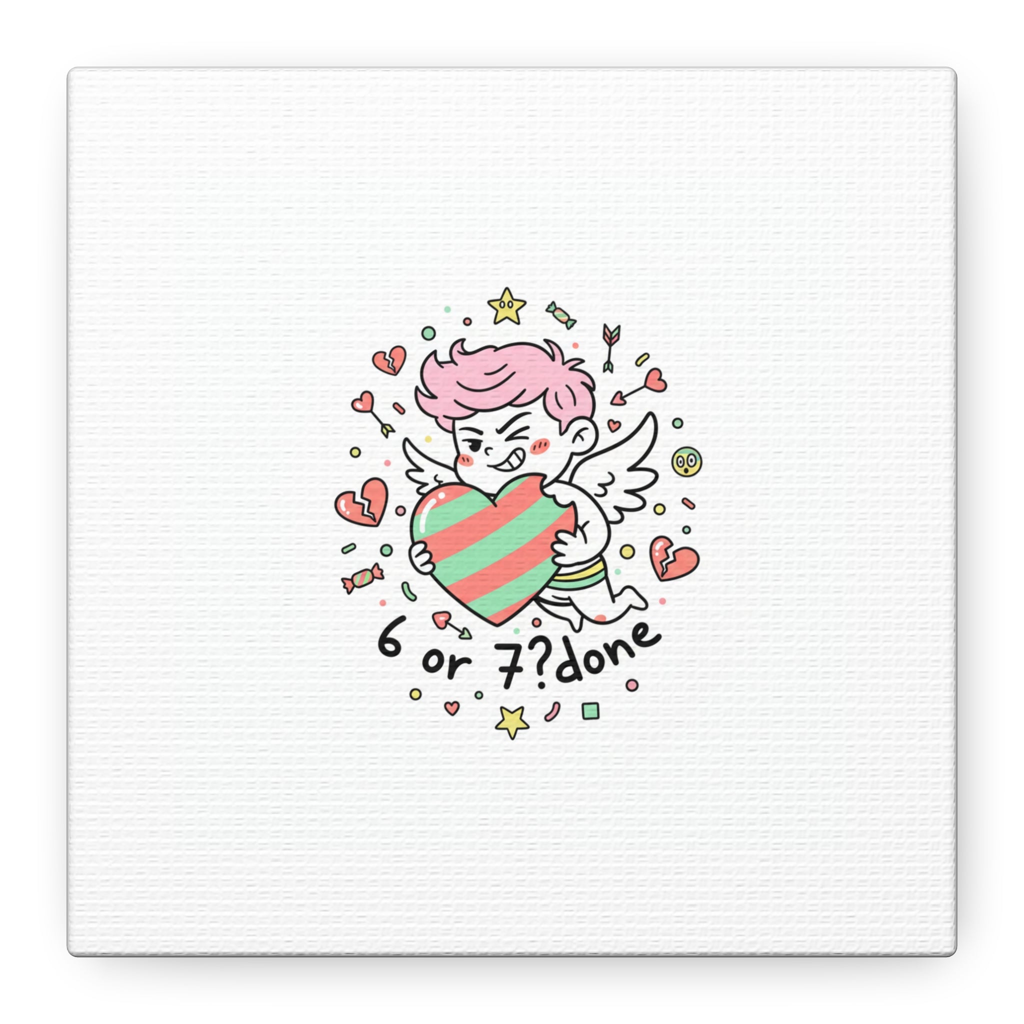 Weird Cupid heart illustration Canvas | Weird Valentine, quirky chaotic love