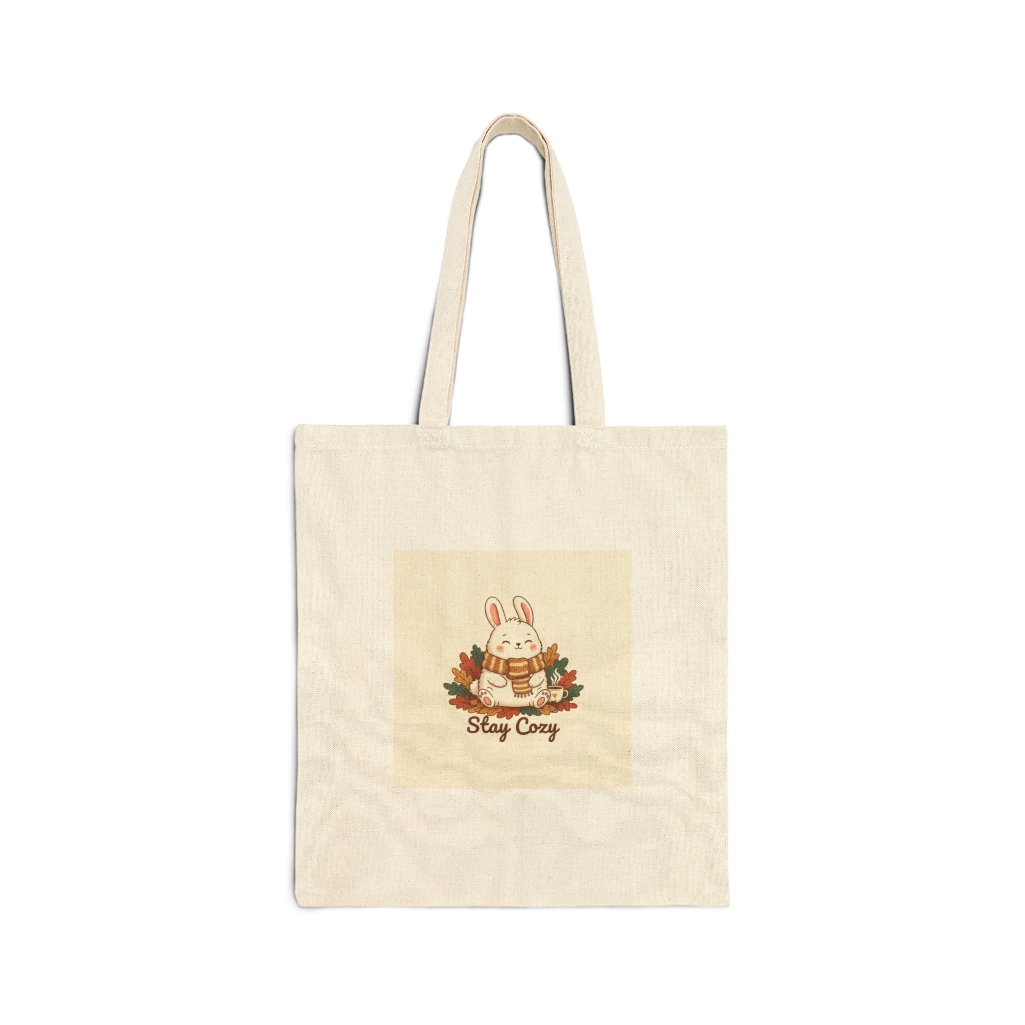 Cozy Bunny Illustration Tote | cute animal illustration, winter forest art