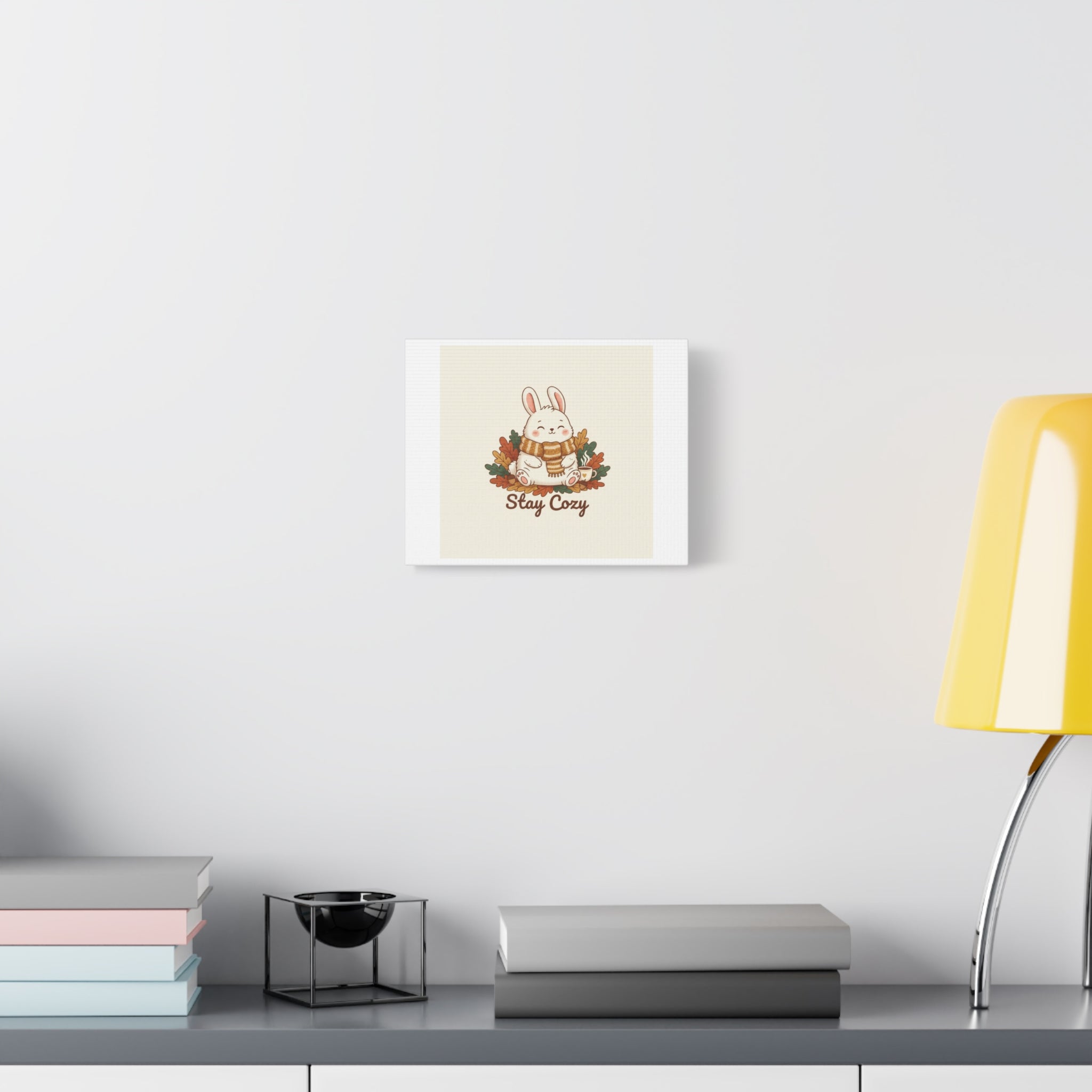 Cozy Bunny Illustration Canvas | Cute Critter Winter Forest Art