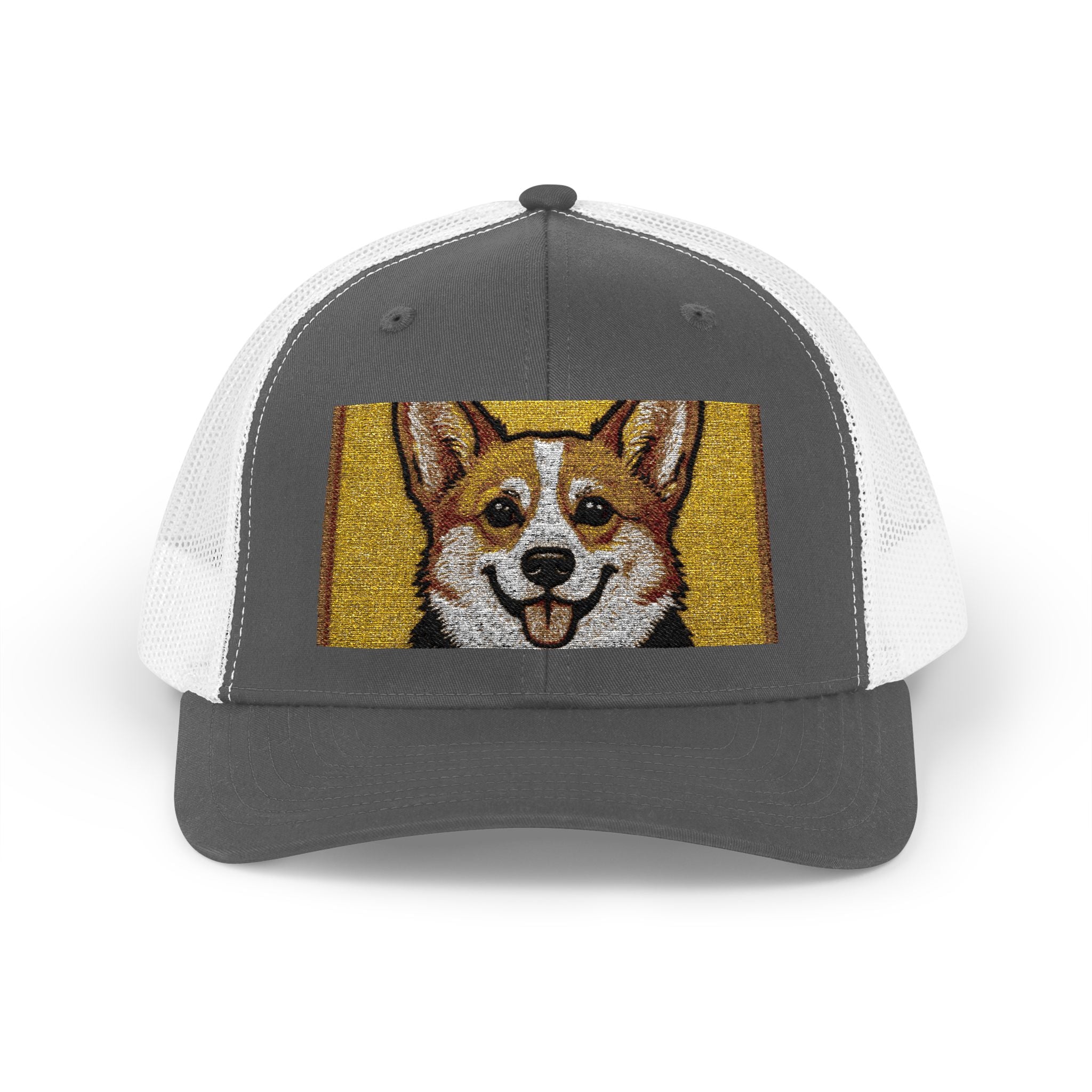 Happy Corgi Snapback Trucker Cap — "Happy Corgi Dog Happy Life"