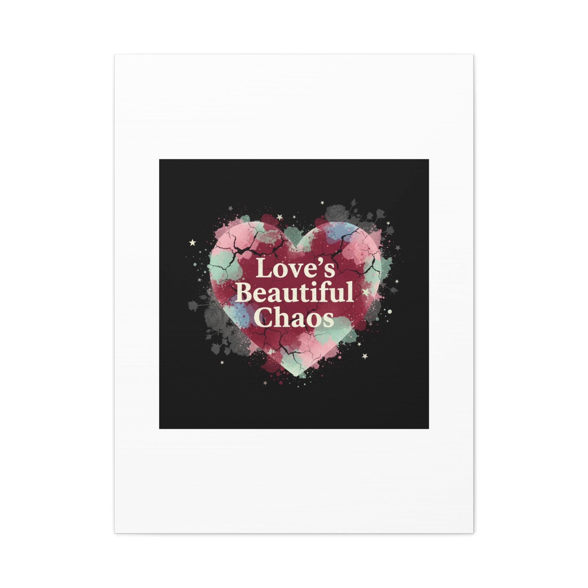 Love's Beautiful Chaos Canvas Print | Soft Grunge Hearts, Distressed Heart Art