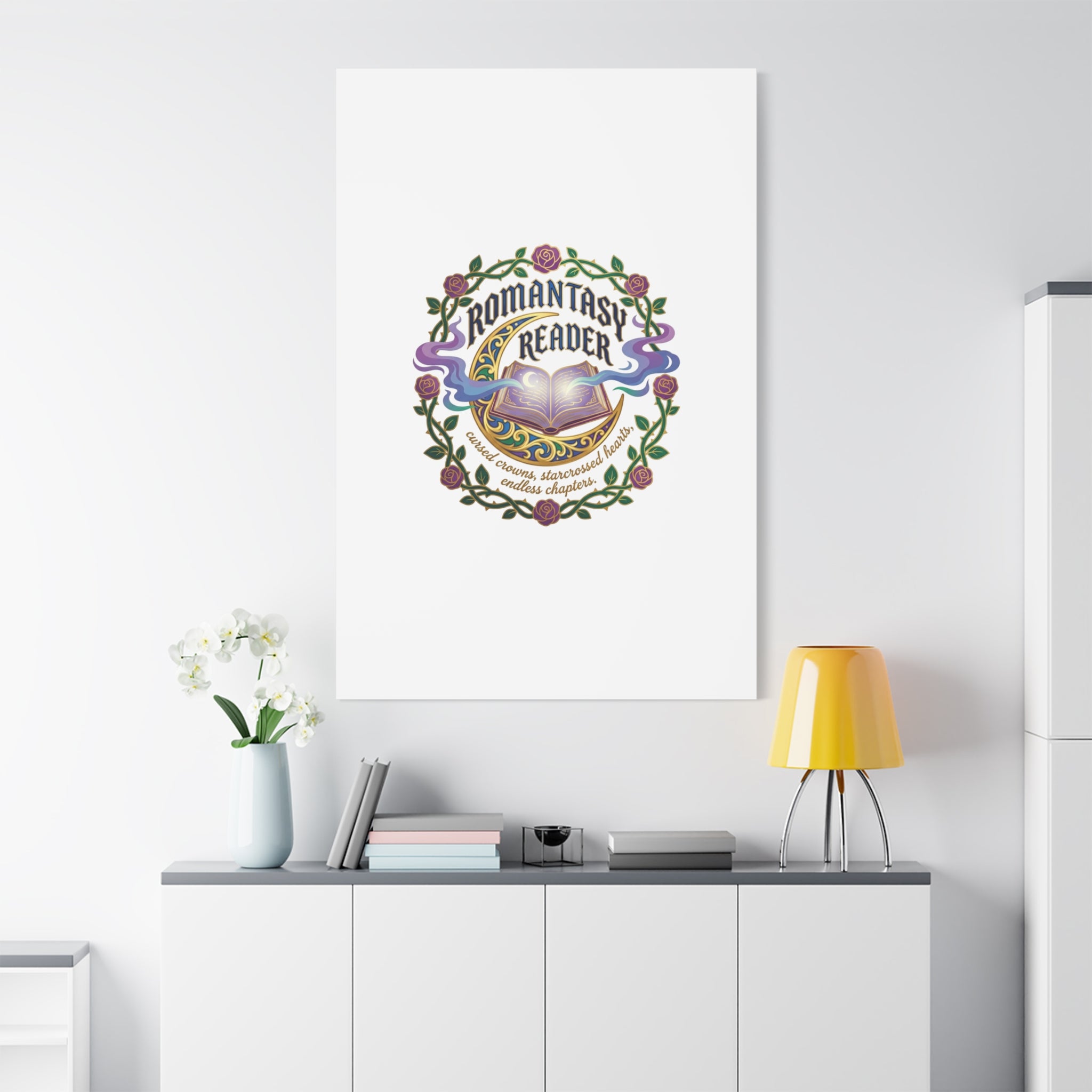 Romantasy Reader Canvas Print | enchanted bookish celestial gothic