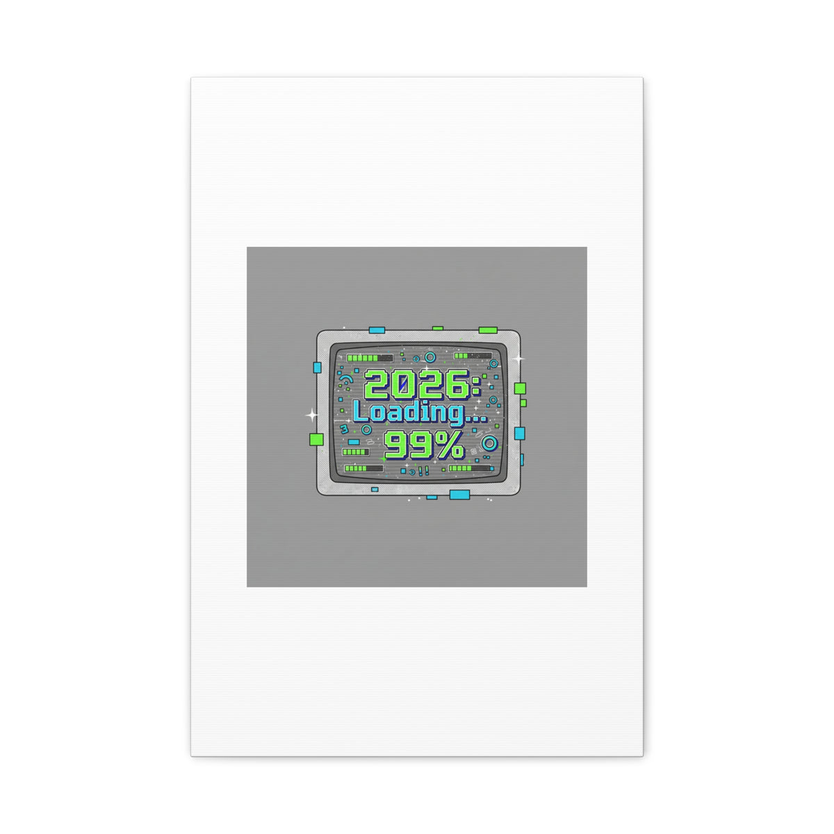 2026 Loading 99% Canvas | NYE countdown, retro system interface