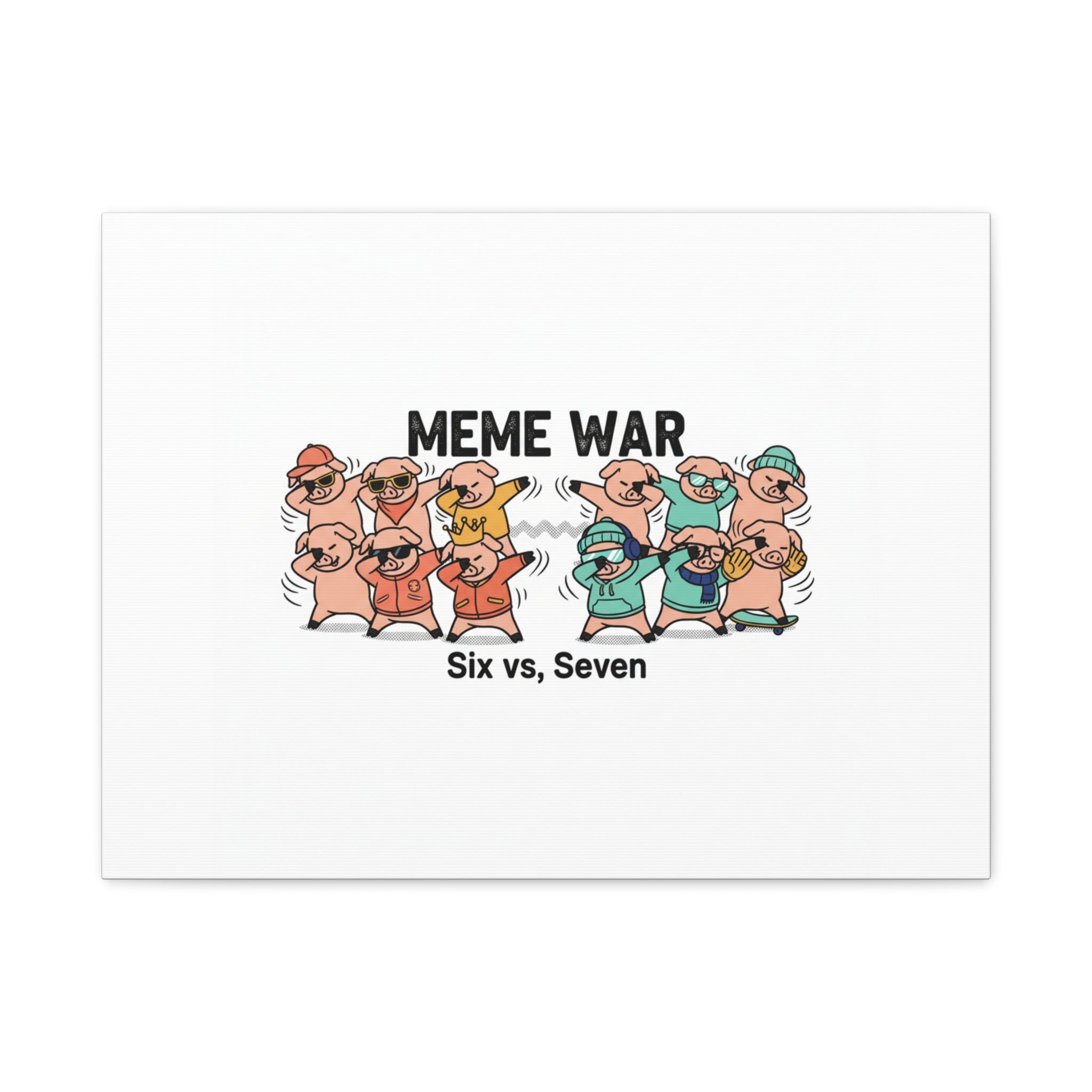 Meme War: Six vs. Seven Canvas Wall Art