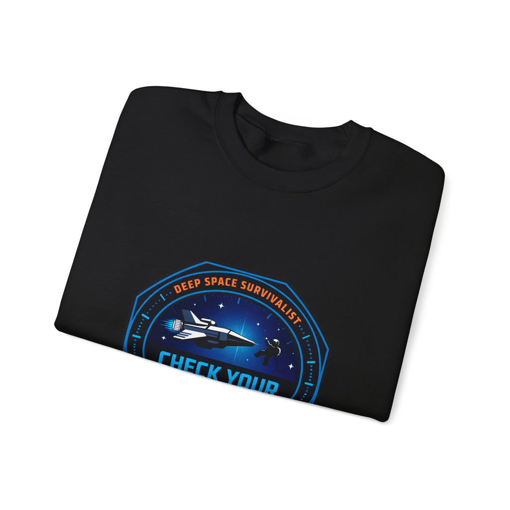 Check Your Seals Mission Patch Crewneck, hard sci‑fi space survival, mission patch sweatshirt