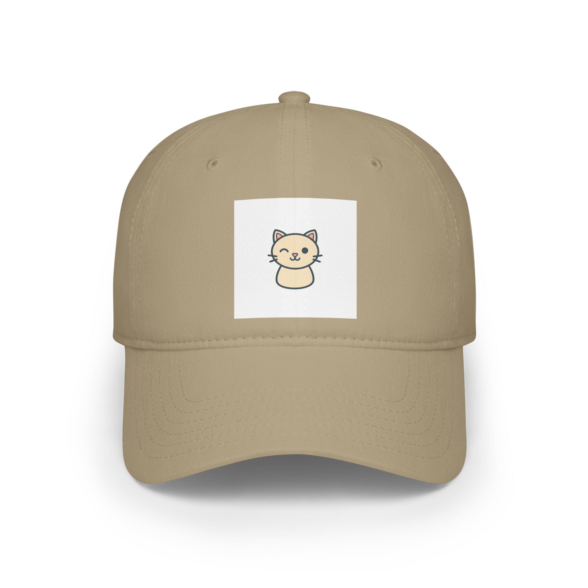 Cute Cat Patch Baseball Cap — Minimalist Kitten Embroidered Hat
