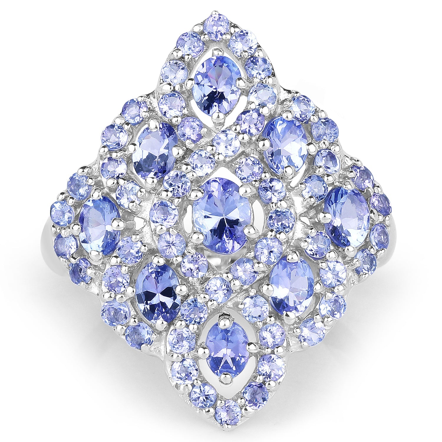 3.31 Carat Genuine Tanzanite .925 Sterling Silver Ring