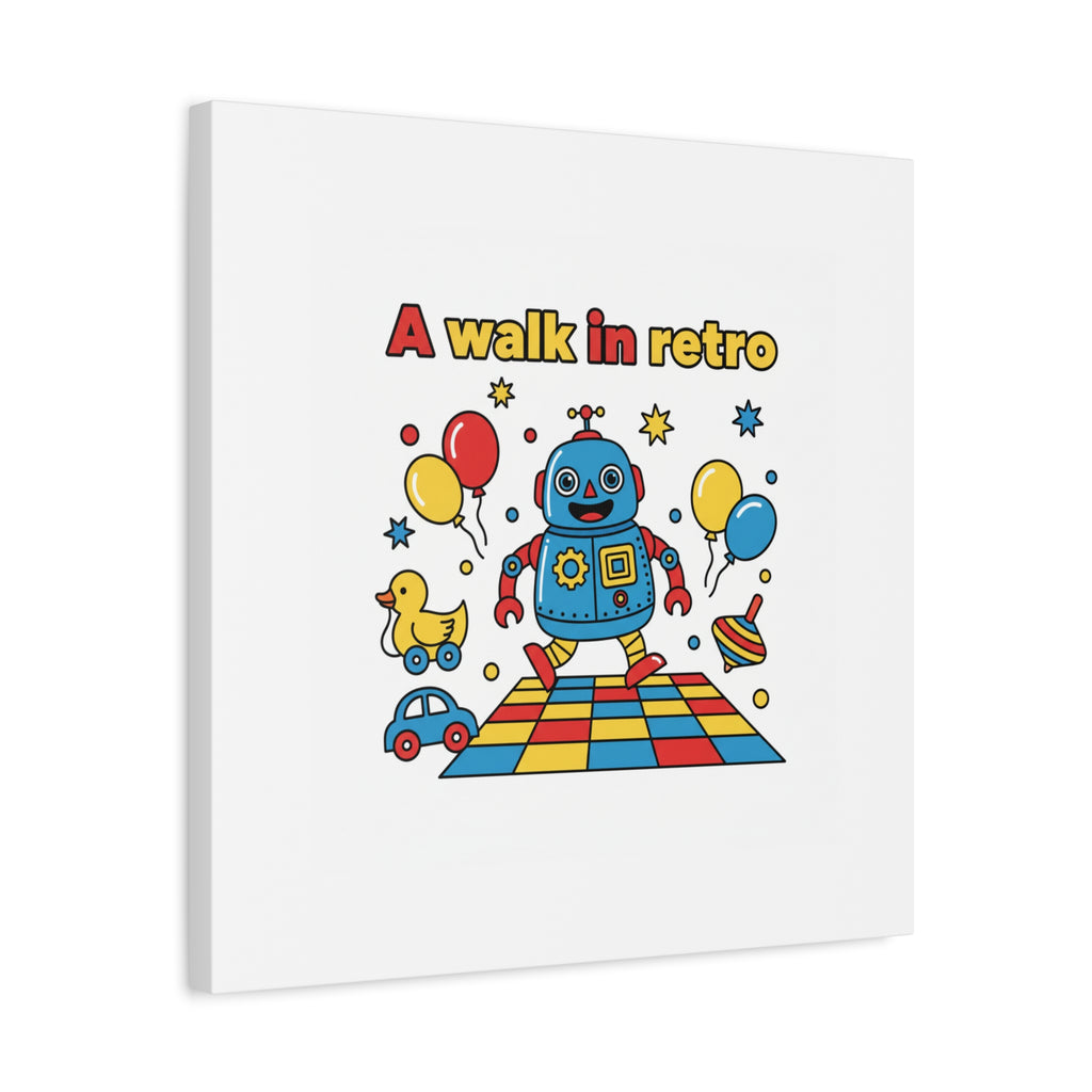Retro Toy Robot Canvas | Throwback Kid, Primary Color Nostalgia
