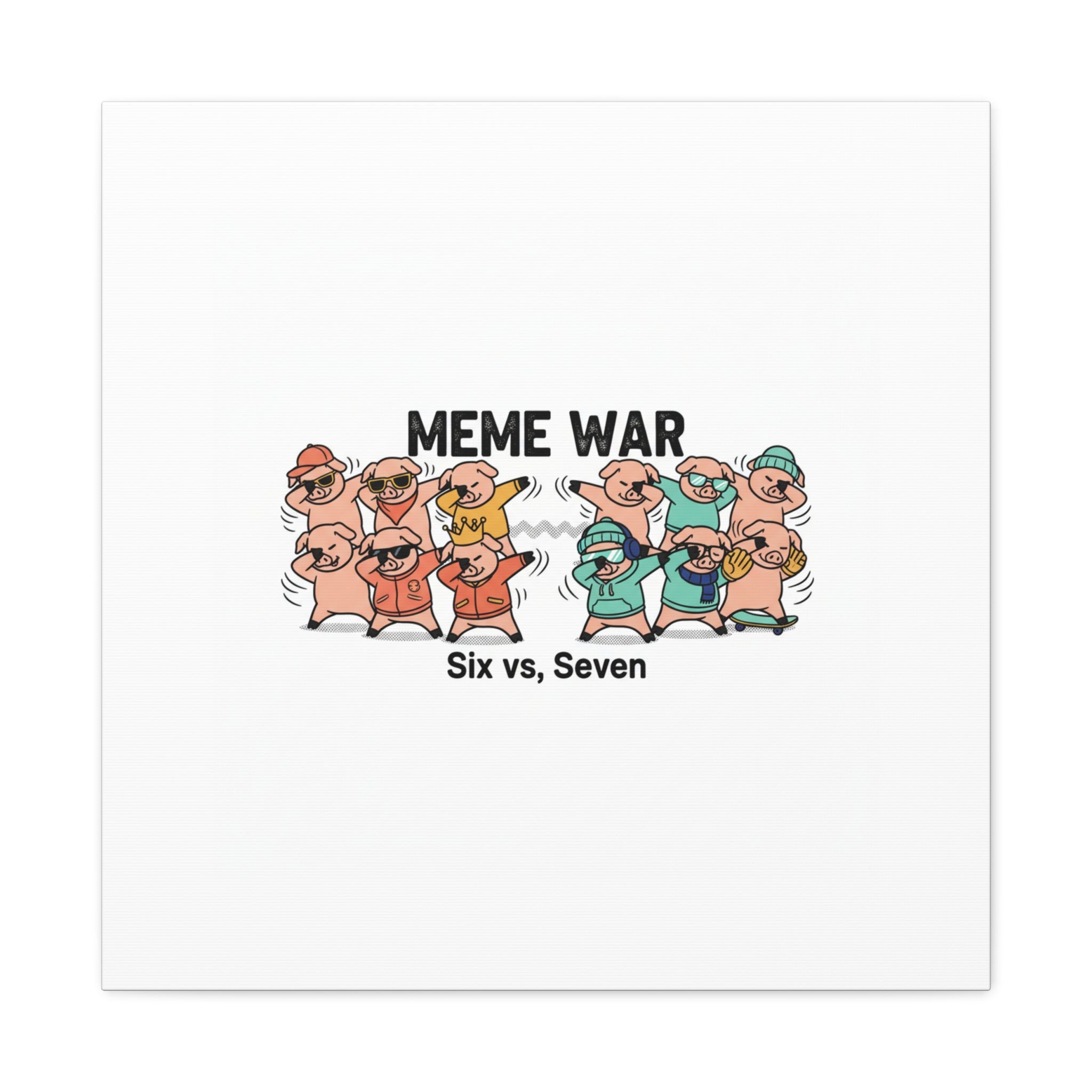 Meme War: Six vs. Seven Canvas Wall Art