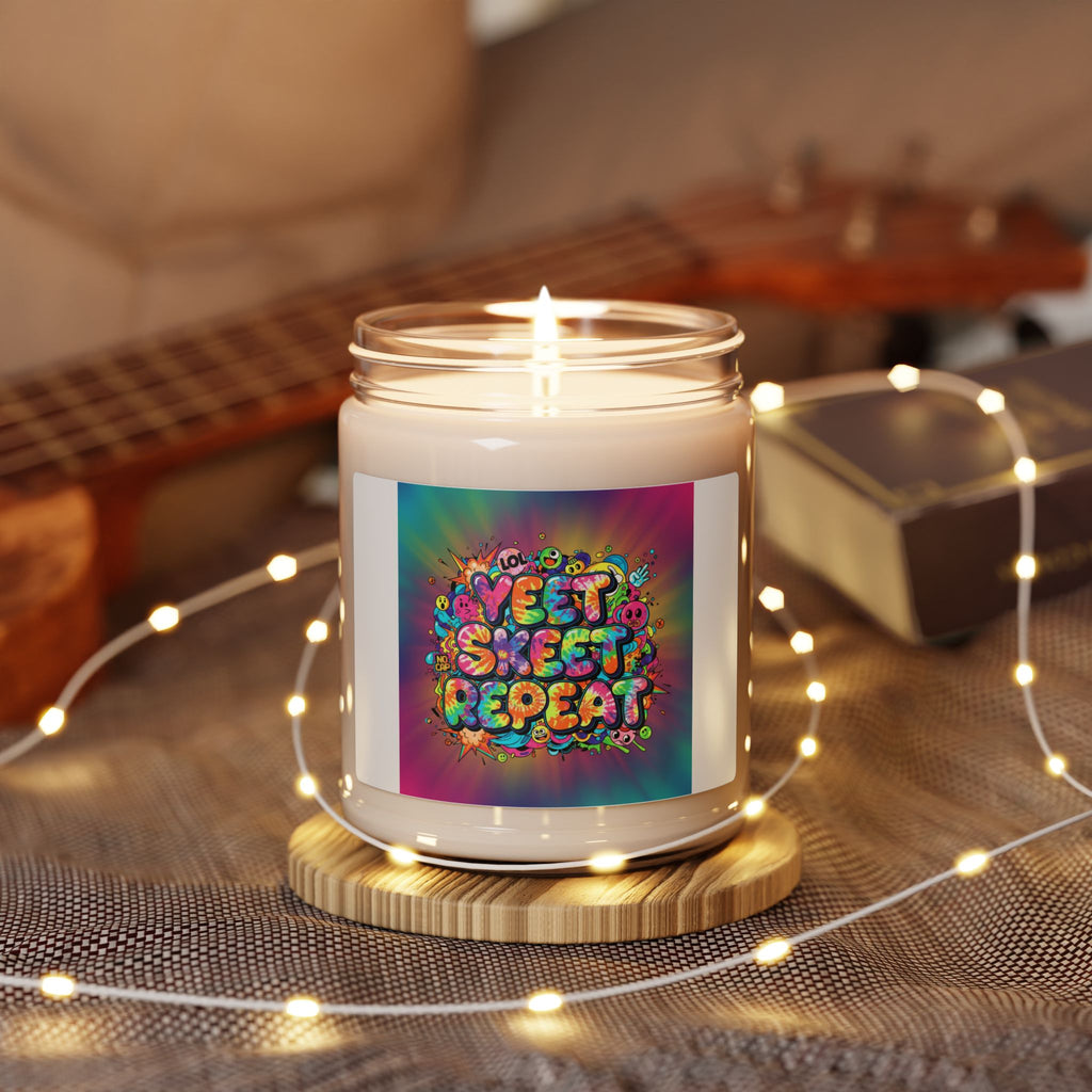 Yeet Sweet Repeat Candle | Slogan & Glitch Graphic, Soy Jar