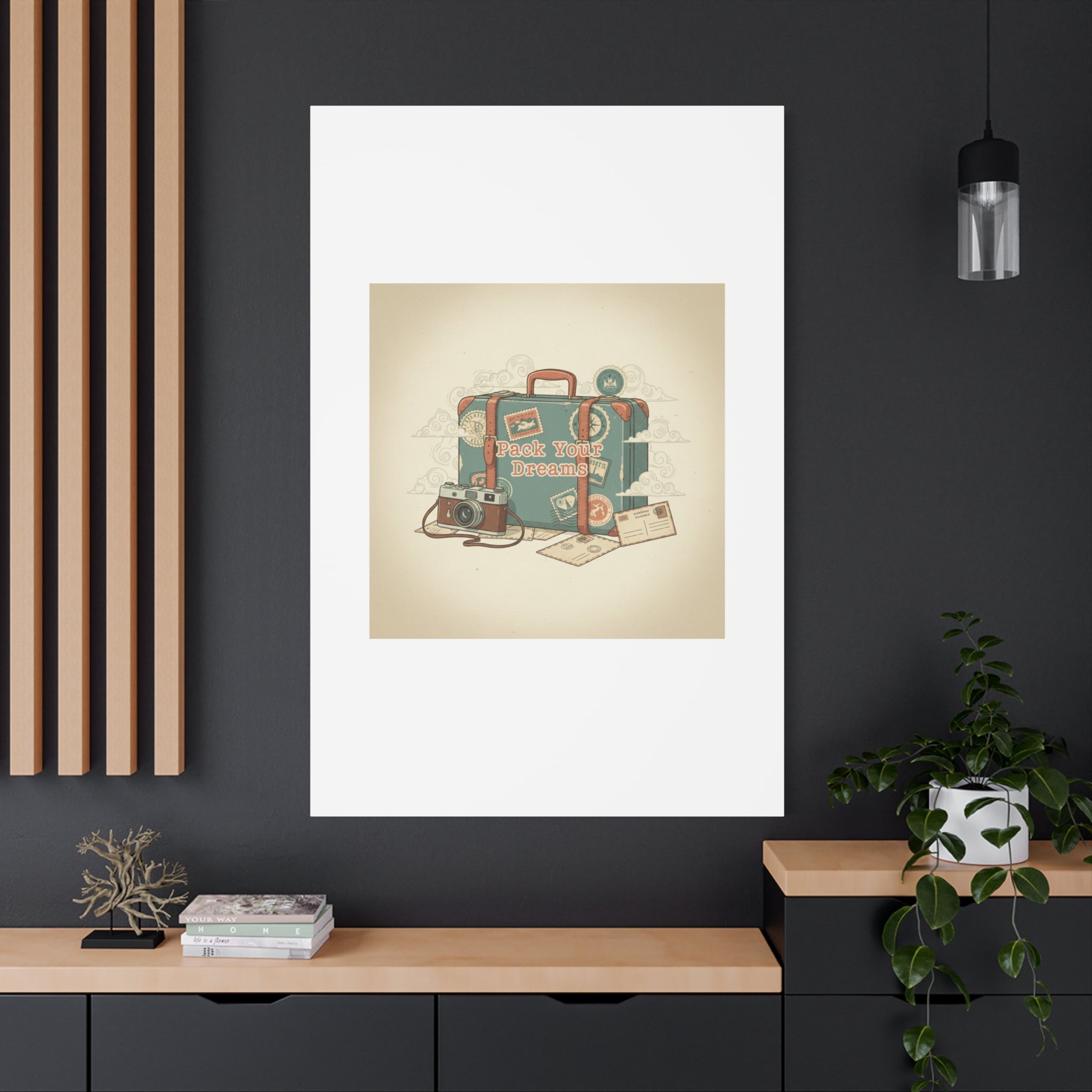 Pack Your Dreams Canvas | Retro Travel Postcard, Wanderlust Passport Stamp Art