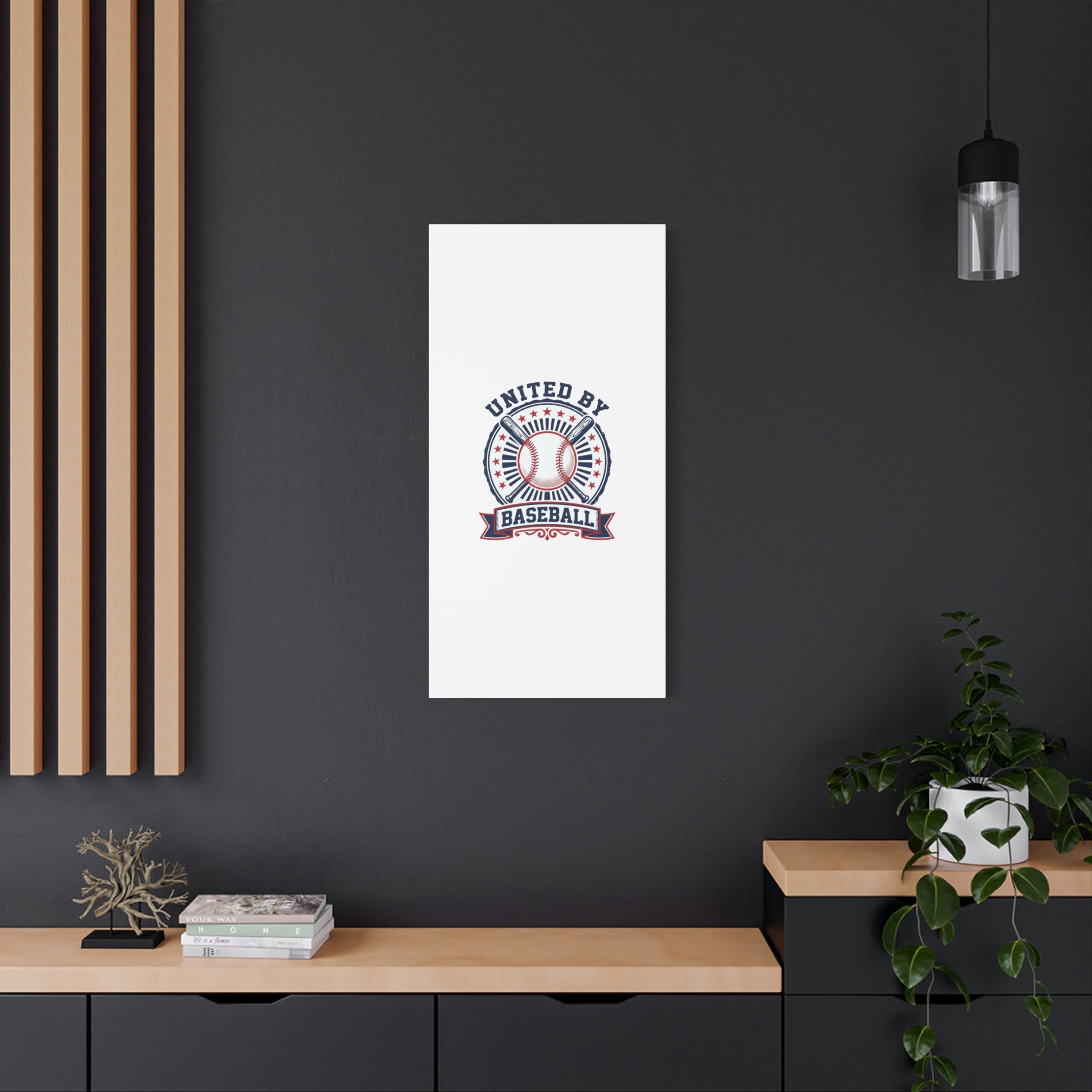 United by Baseball Canvas | Patriotic Baseball Graphic, Red White Blue Wall Art