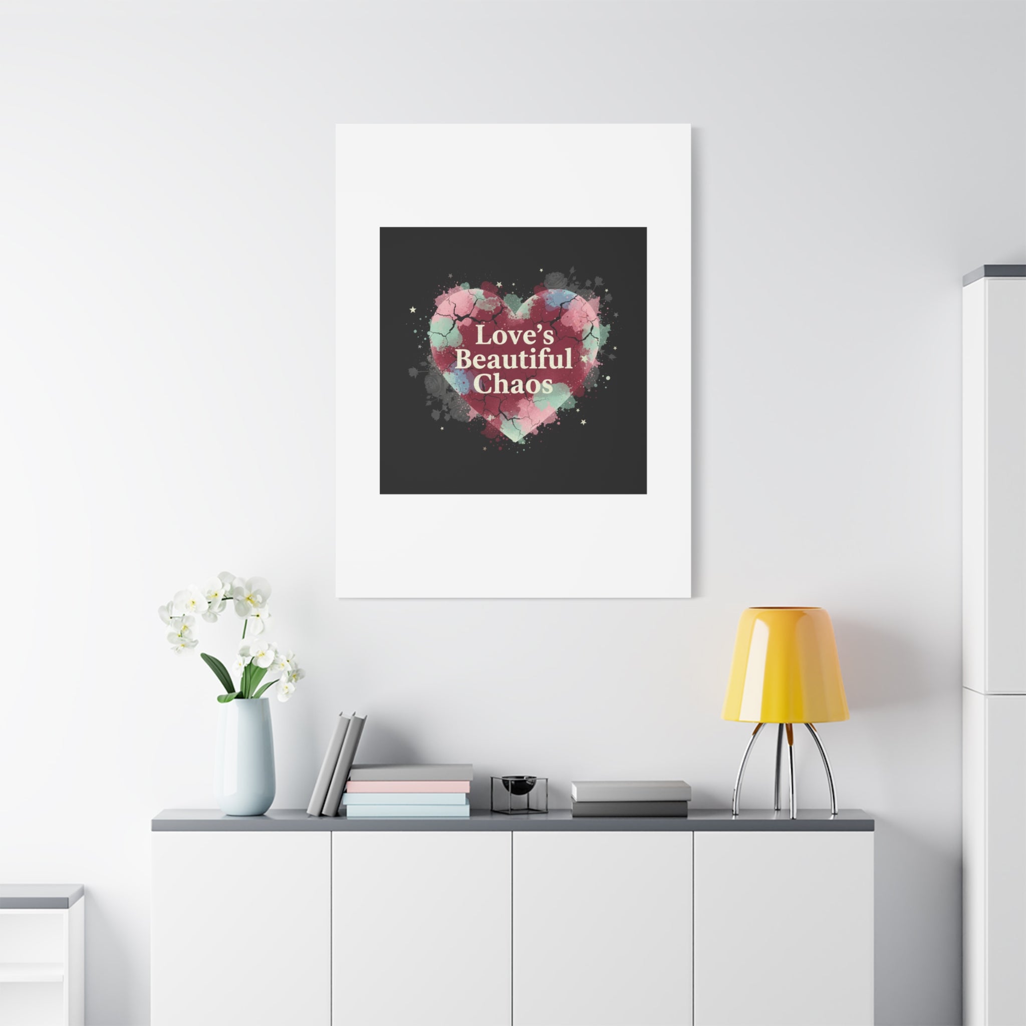 Love's Beautiful Chaos Canvas Print | Soft Grunge Hearts, Distressed Heart Art