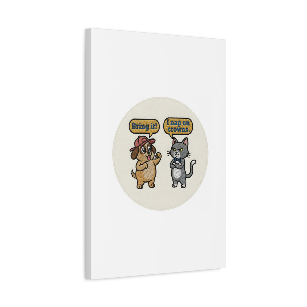 Funny Cat vs Dog Canvas | Pet Rivalry Wall Art
