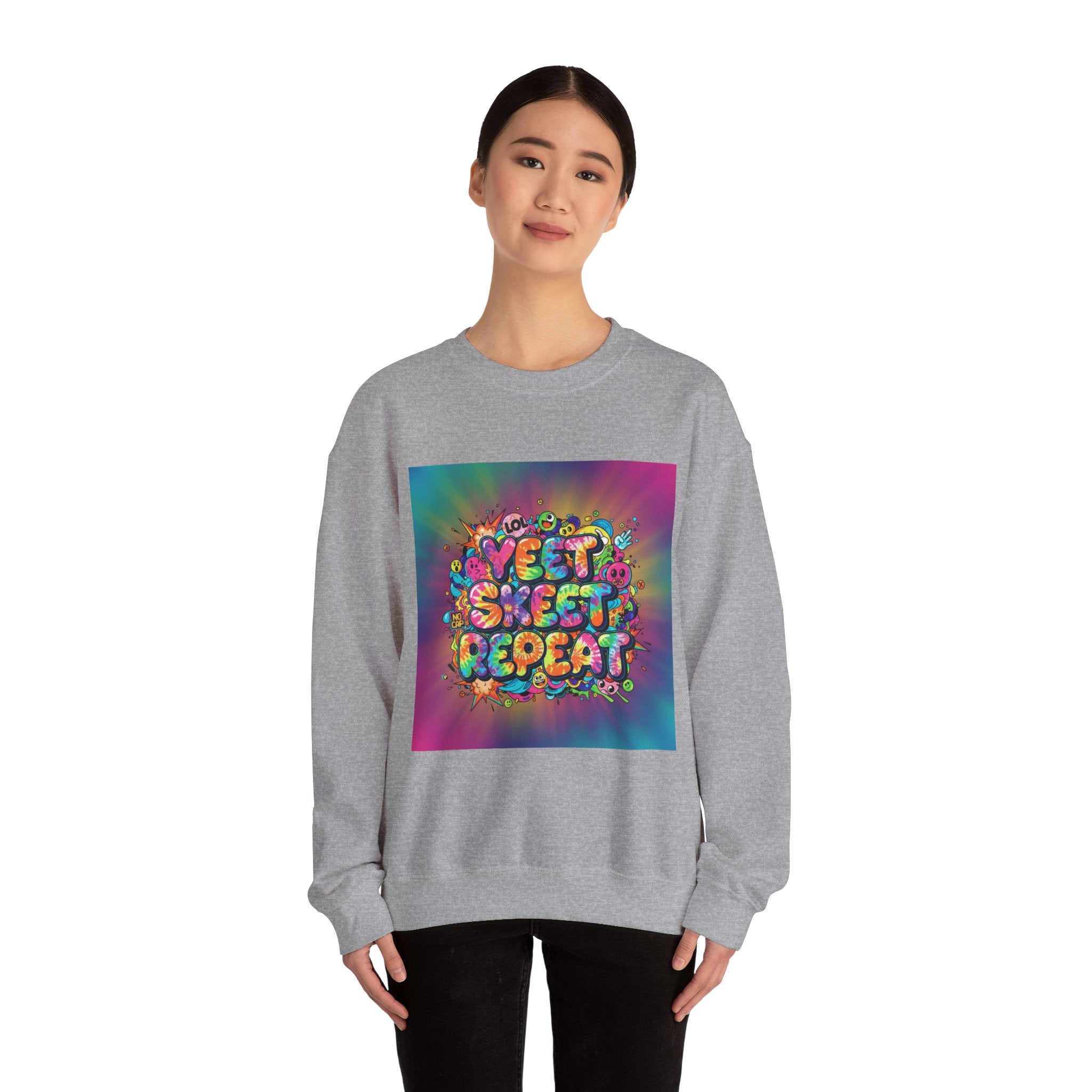 Yeet Sleep Repeat Sweatshirt | meme phrase, glitch graphic
