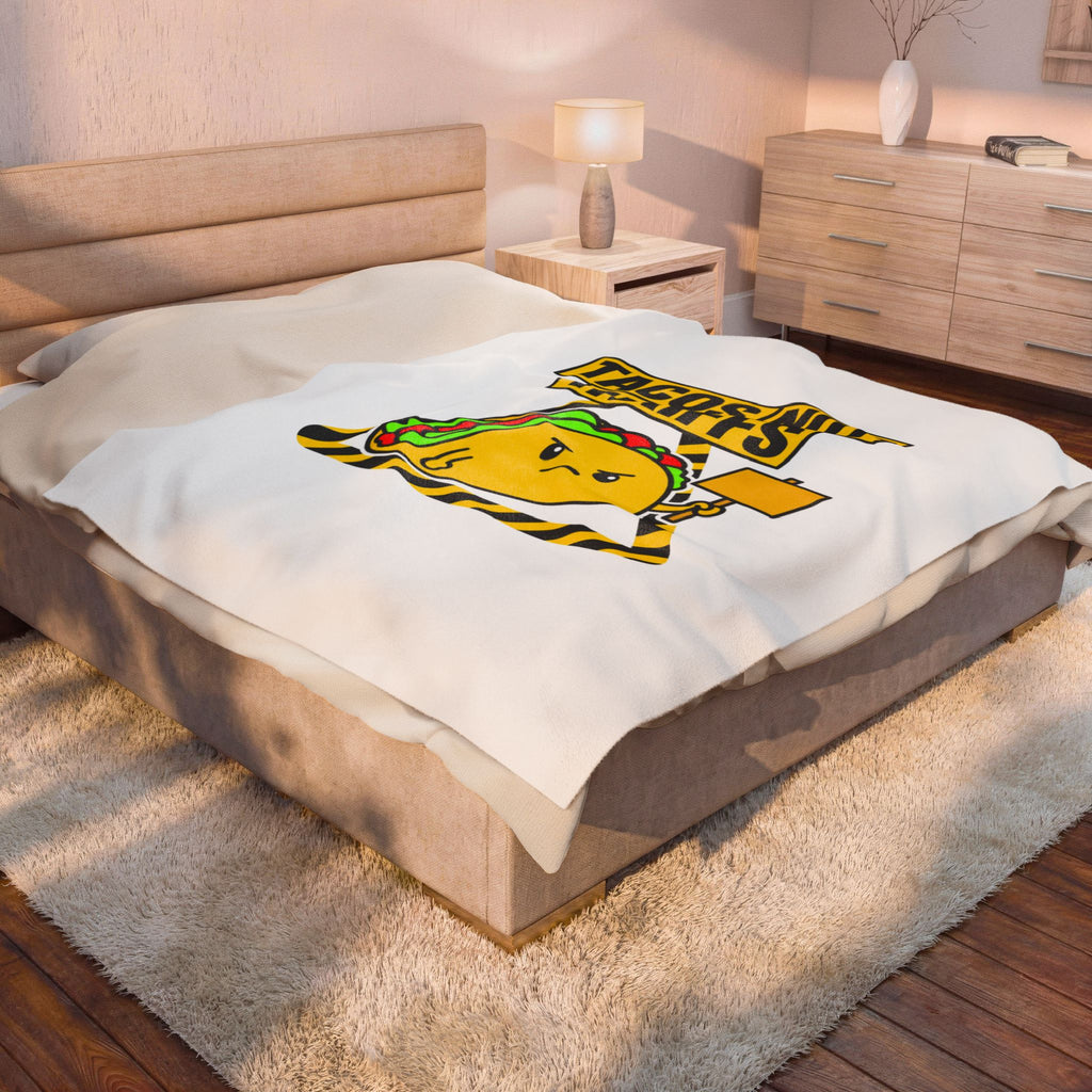 TACOS NOT TARIFFS Blanket | taco pun, protest typography
