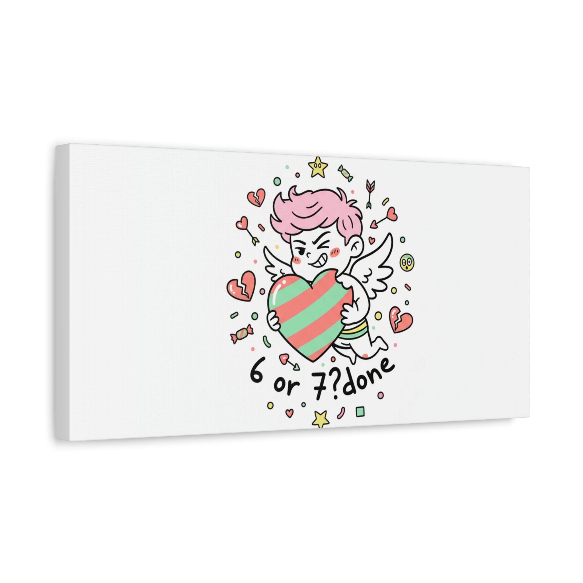 Weird Cupid heart illustration Canvas | Weird Valentine, quirky chaotic love