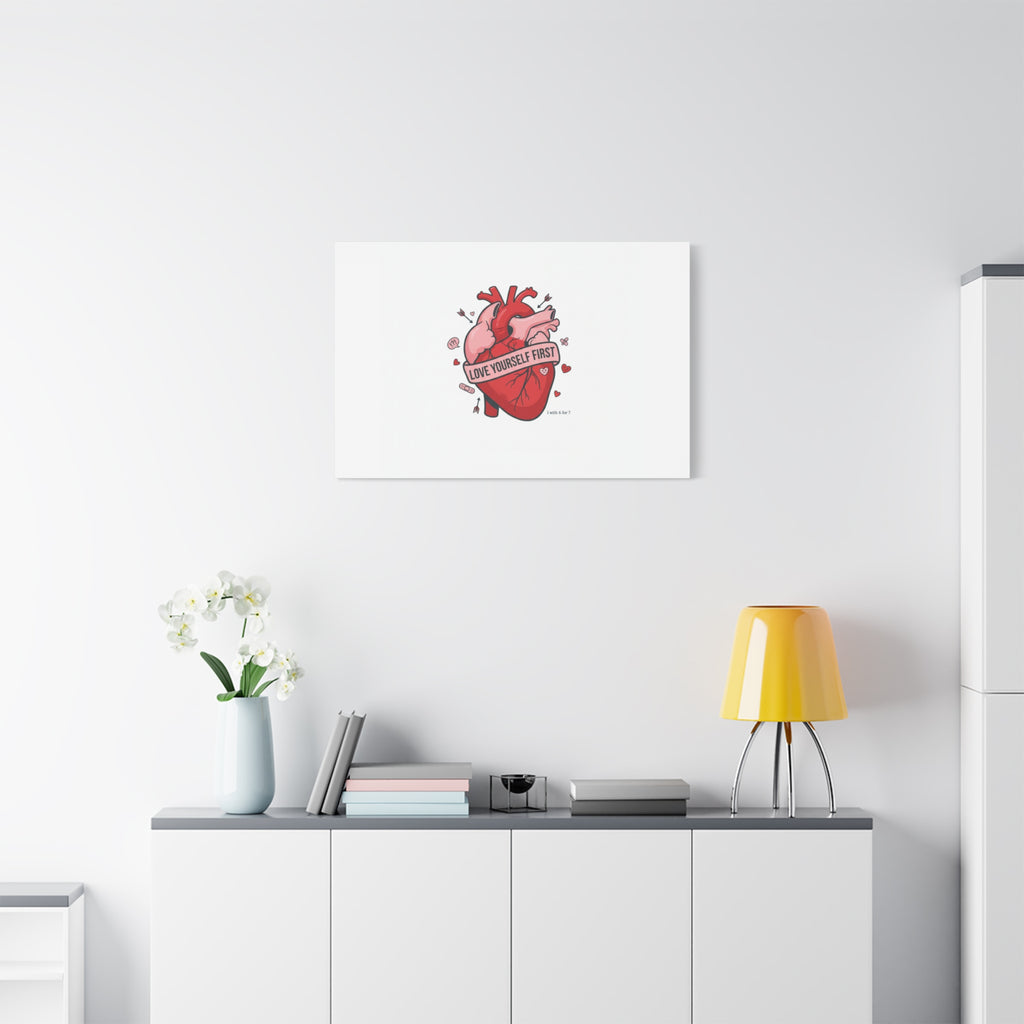 Love Yourself First Canvas, Hearts-with-a-Twist, Anti-Valentine Art