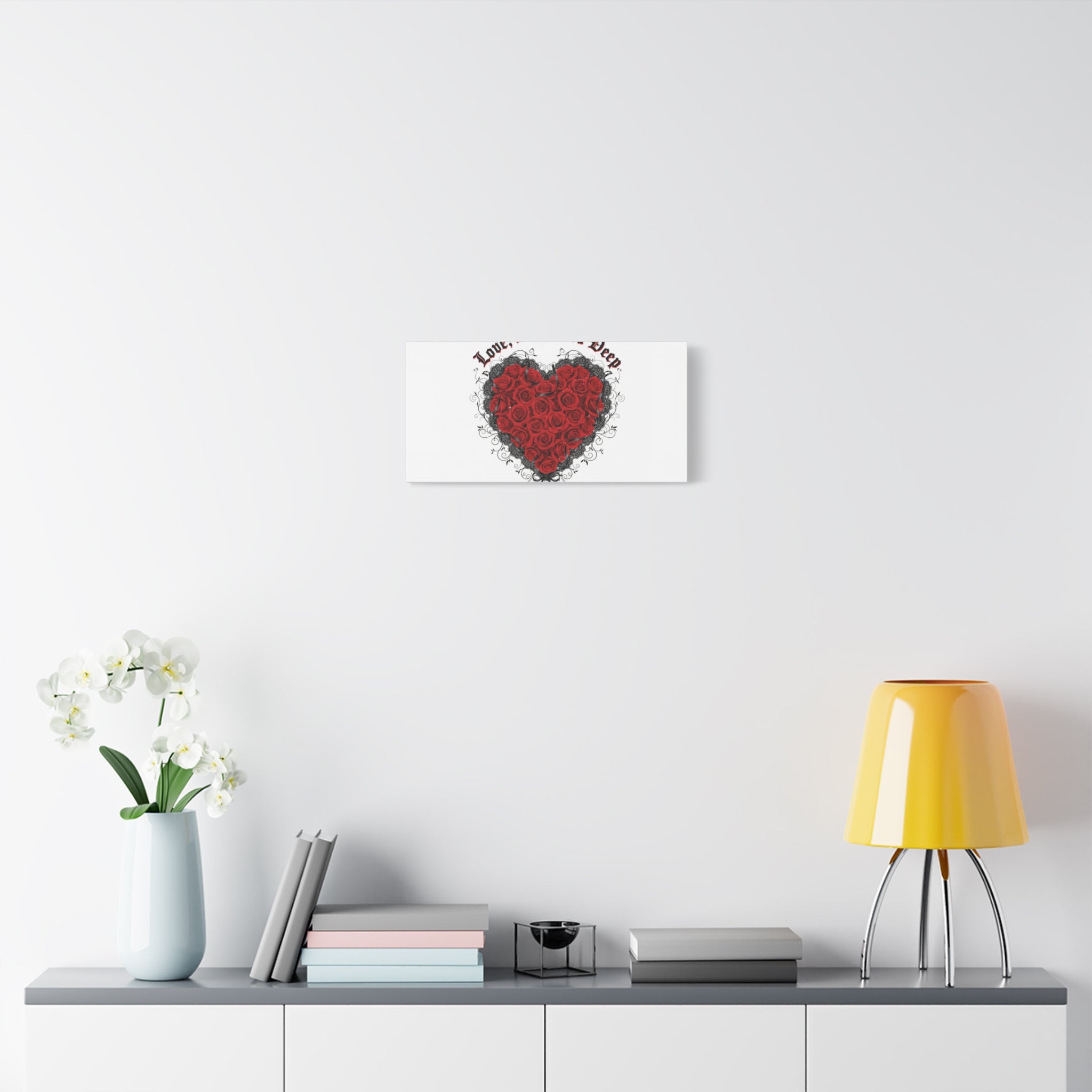 Love Dark and Deep Heart Canvas, Nu Romantic Gothic Romance, 80s Nostalgia
