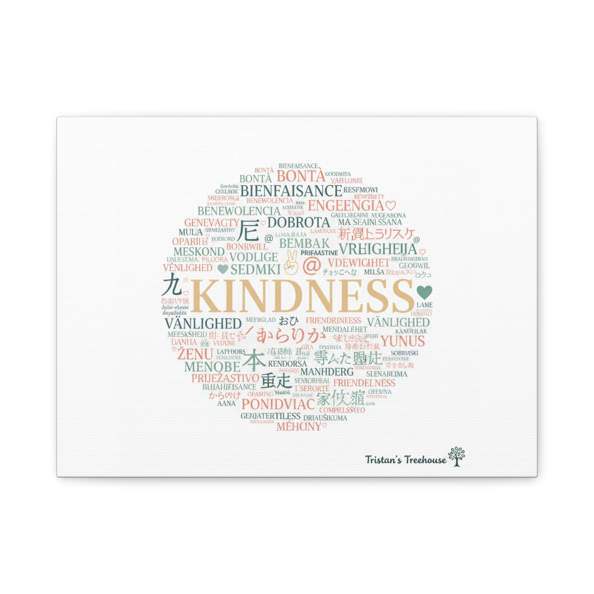 Kindness Word Cloud Canvas | Fresh Start Minimalist Wall Art