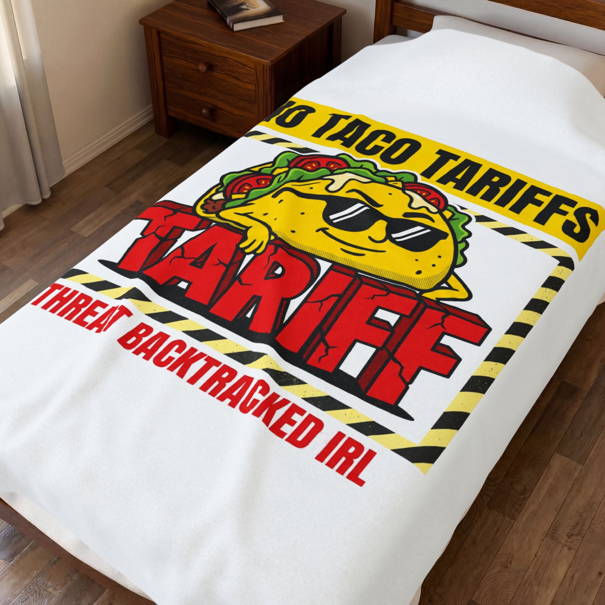 No Taco Tariffs Taco Pun Velveteen Plush Blanket | Tariff Backtrack Political Meme