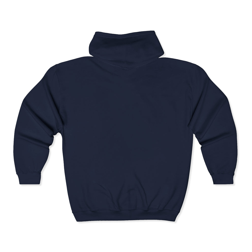 Cabin Vibes Zip Hoodie —Tristan’s Treehouse  Rustic Lakeside Circle Illustration