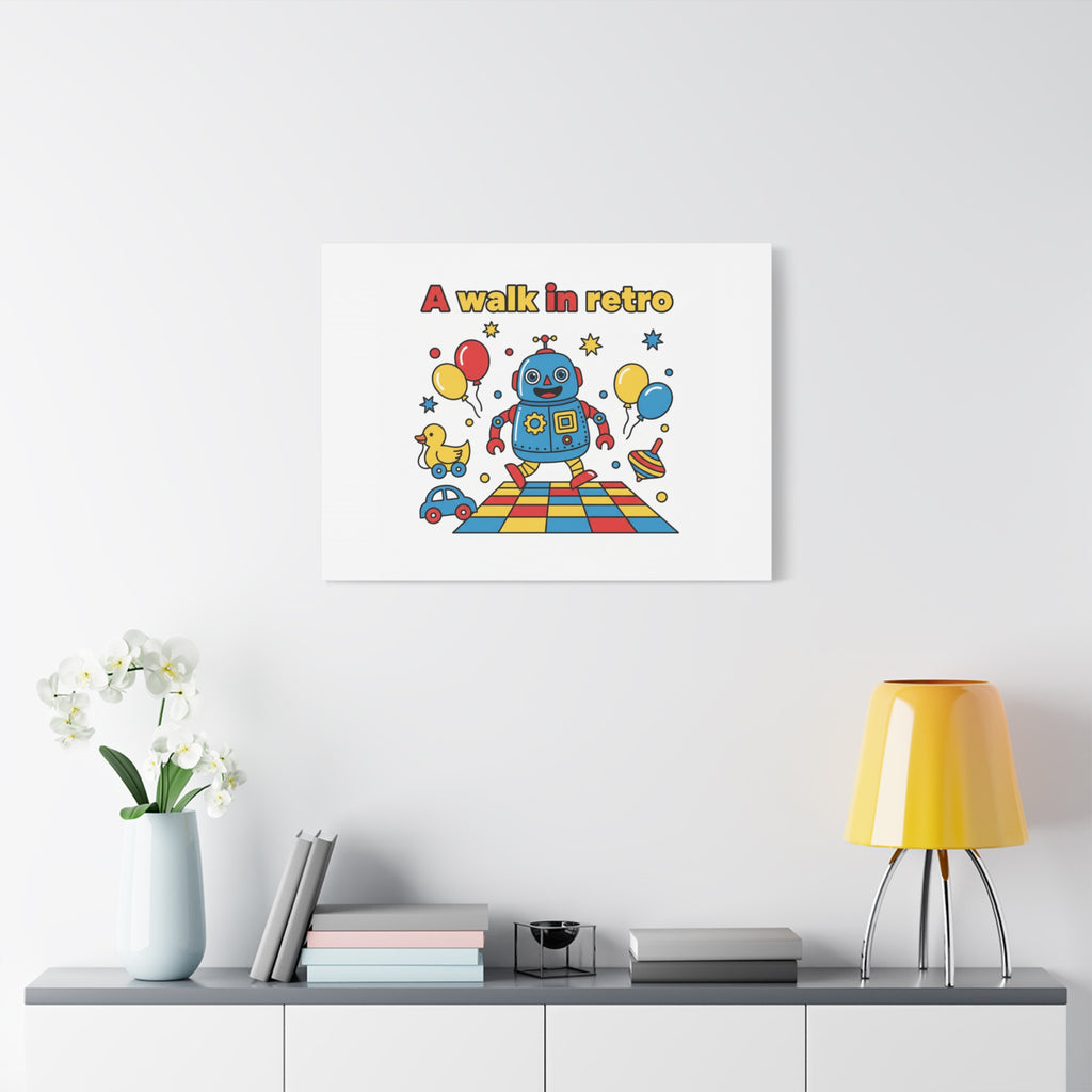 Retro Toy Robot Canvas | Throwback Kid, Primary Color Nostalgia