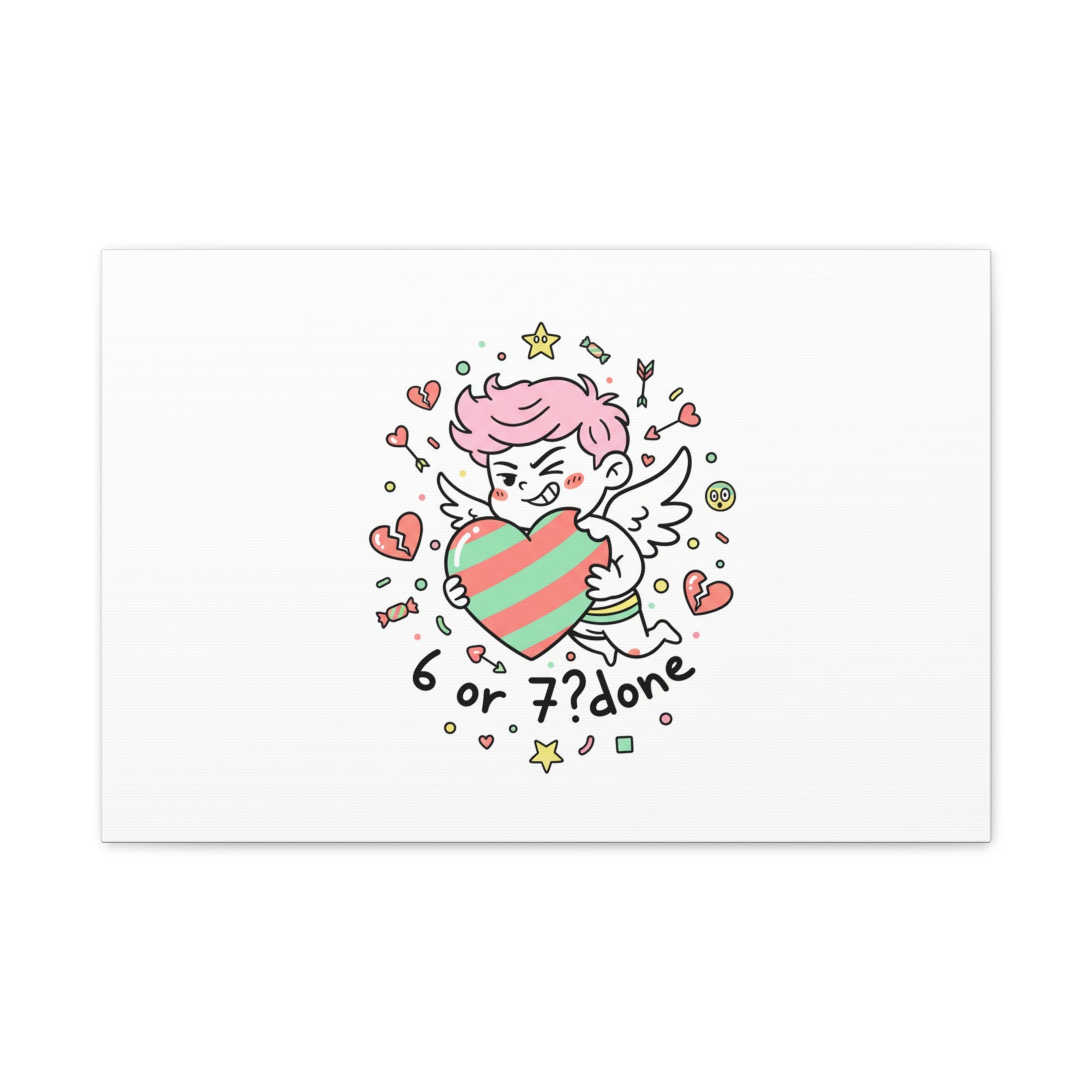 Weird Cupid heart illustration Canvas | Weird Valentine, quirky chaotic love