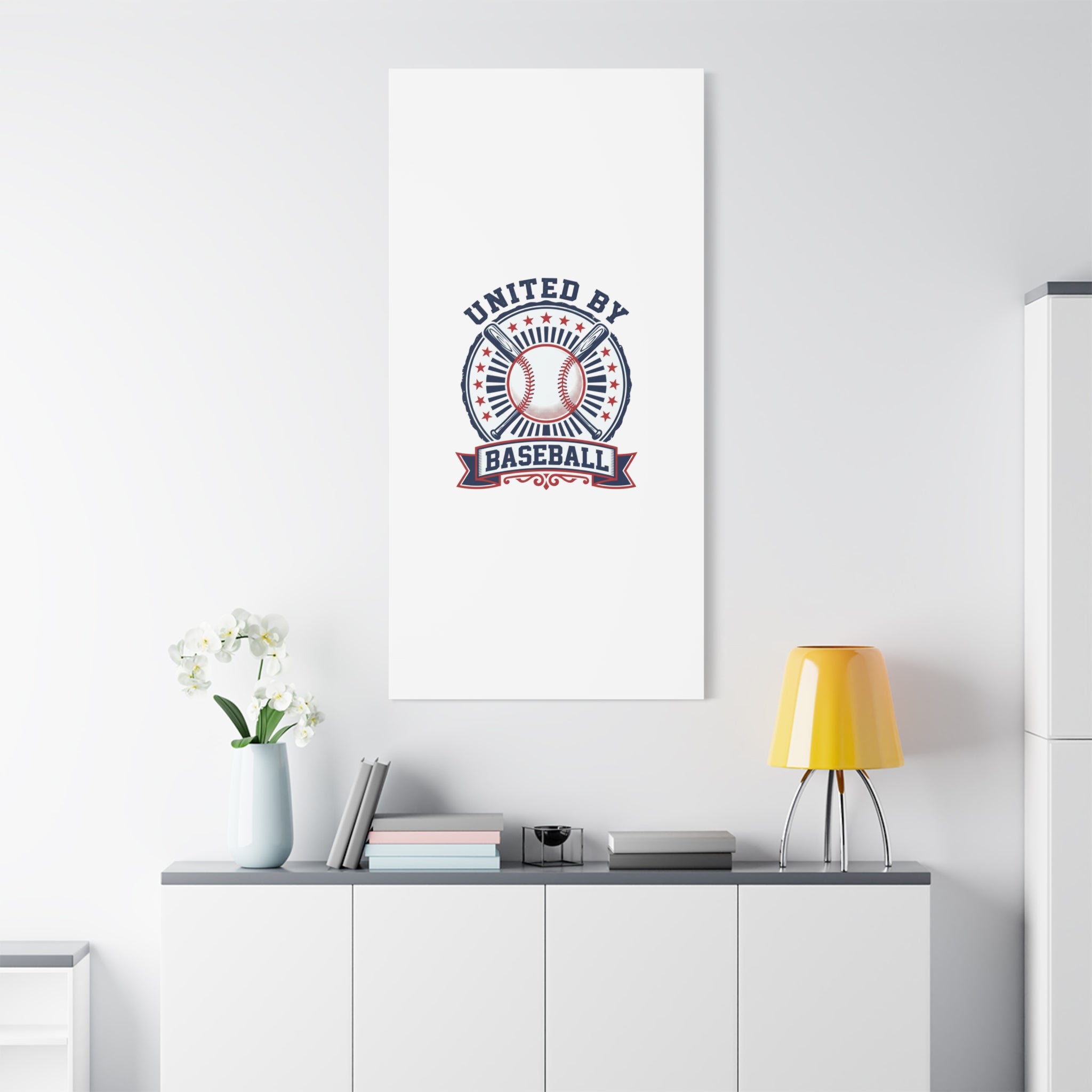 United by Baseball Canvas | Patriotic Baseball Graphic, Red White Blue Wall Art