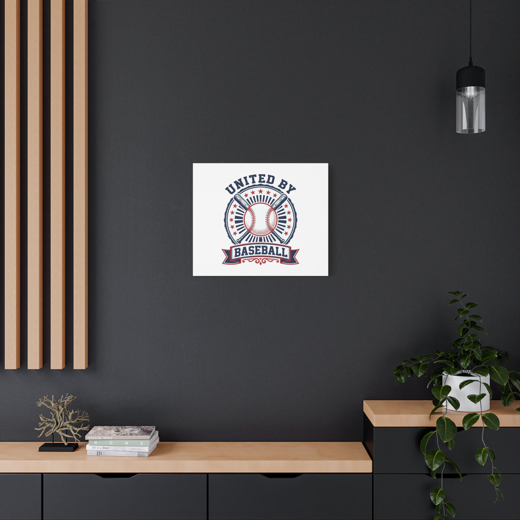 United by Baseball Canvas | Patriotic Baseball Graphic, Red White Blue Wall Art