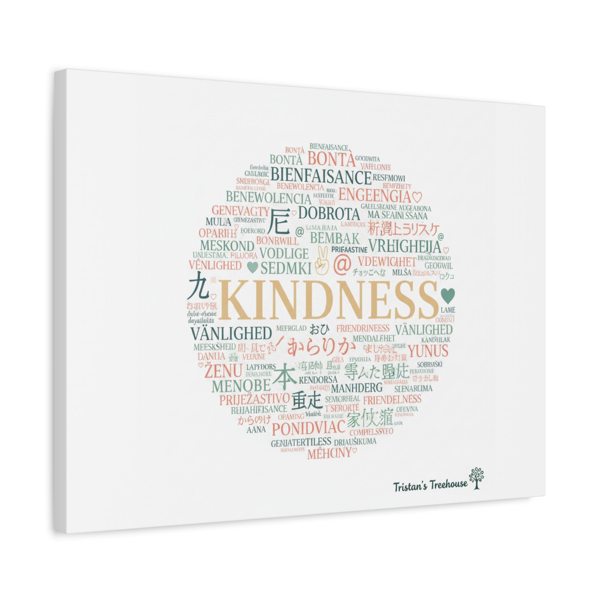 Kindness Word Cloud Canvas | Fresh Start Minimalist Wall Art