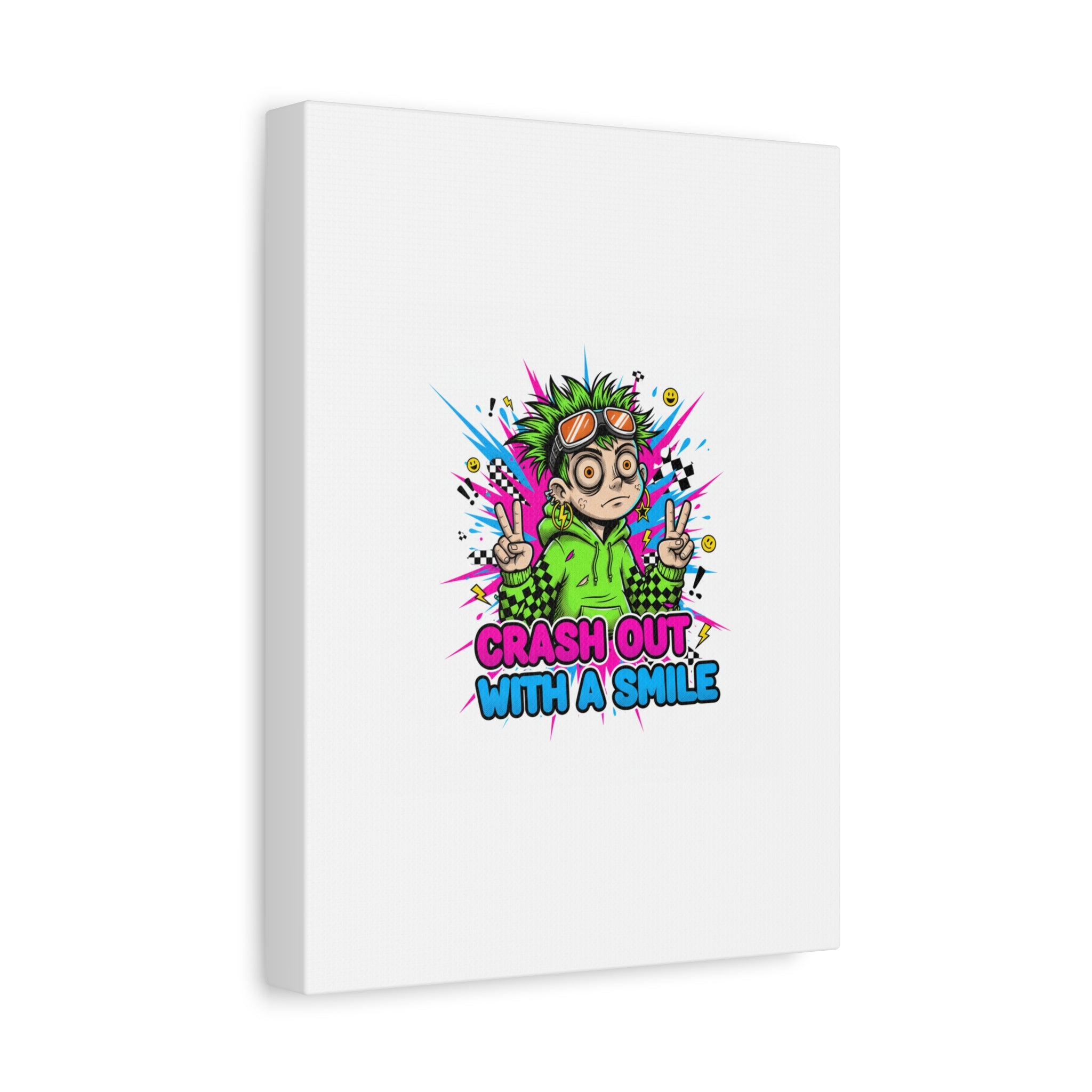 Crash Out With a Smile Canvas Print | Neon Skate Graffiti, Meme Meltdown Art