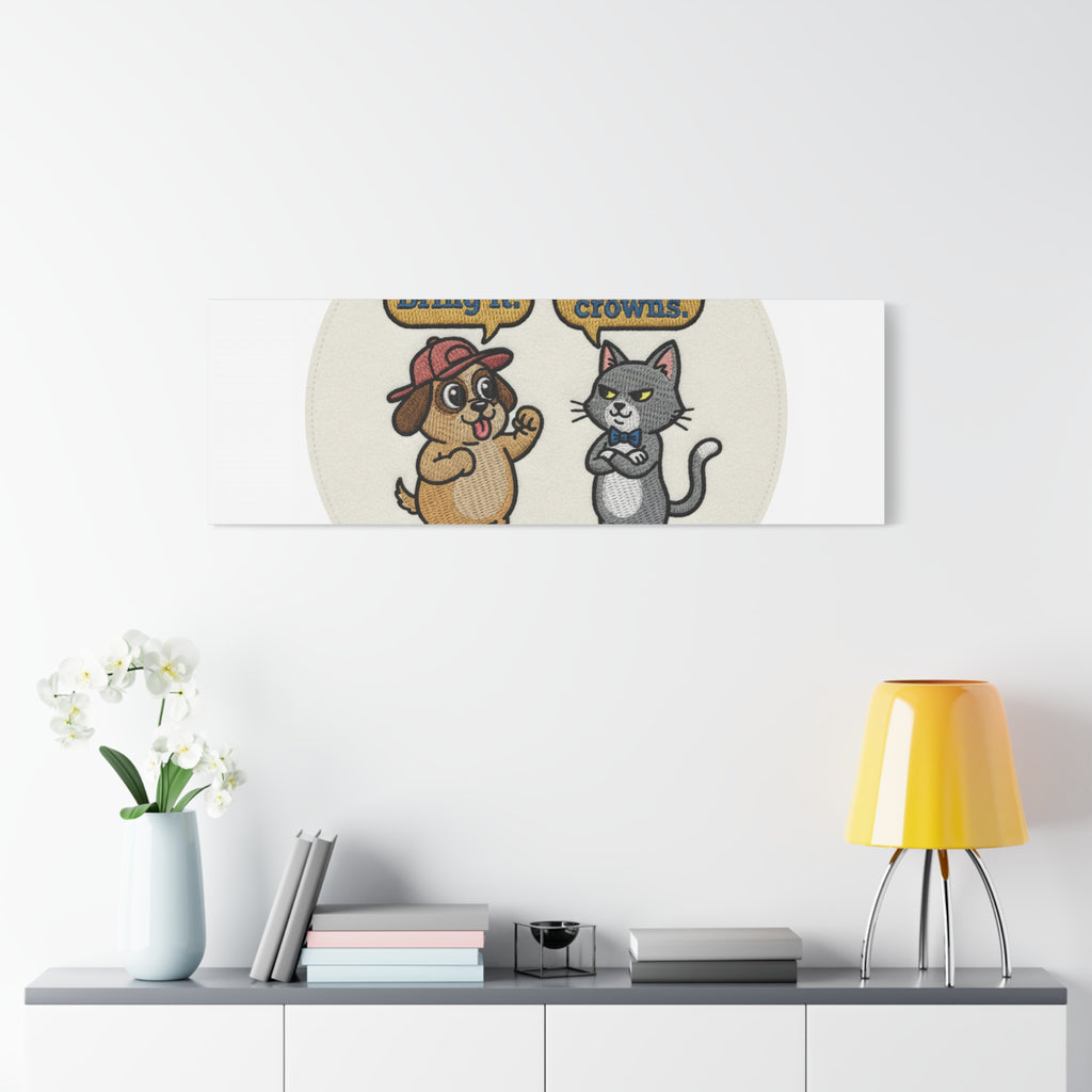 Funny Cat vs Dog Canvas | Pet Rivalry Wall Art