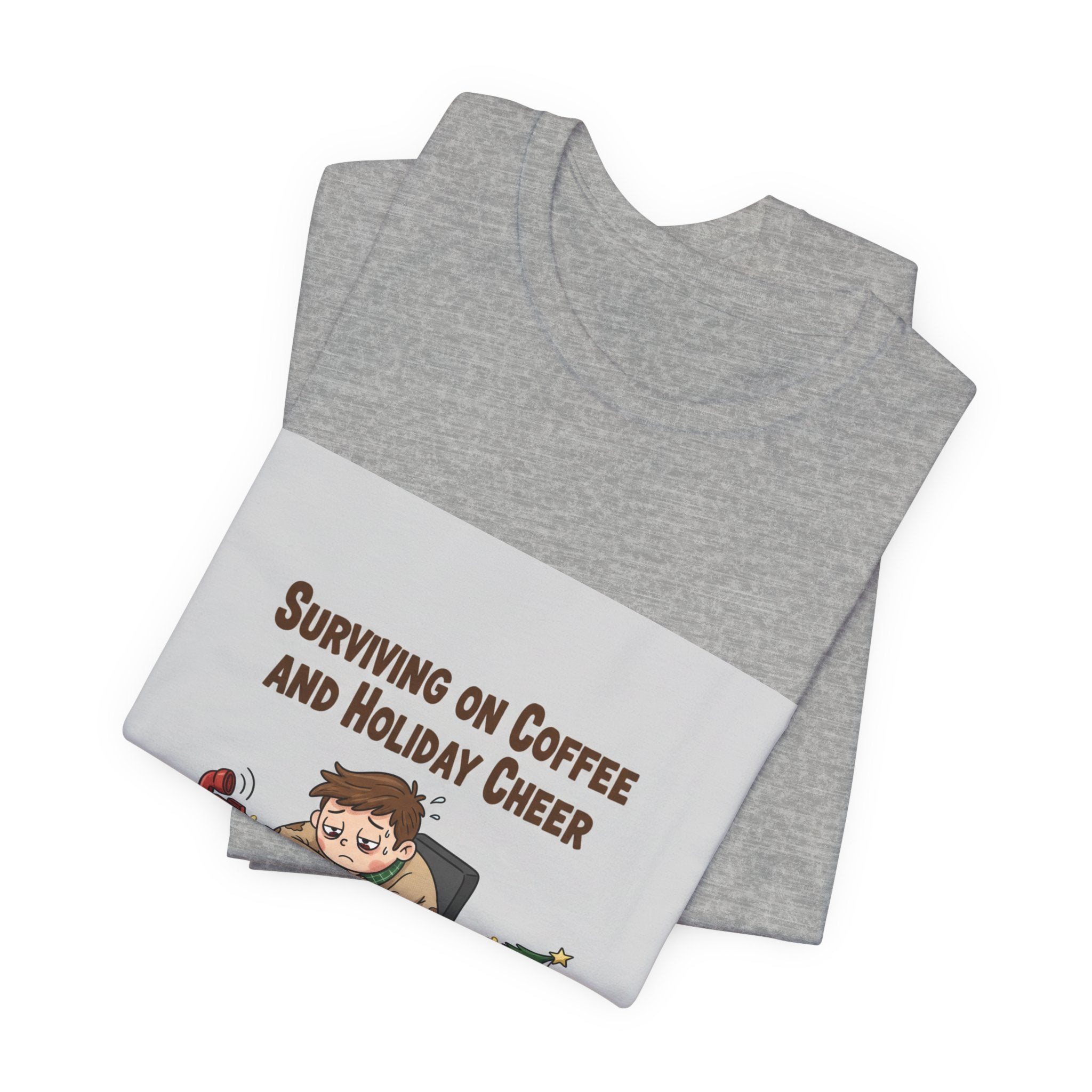 Surviving on Coffee and Holiday Cheer Tee | holiday stress shirt, festive but tired