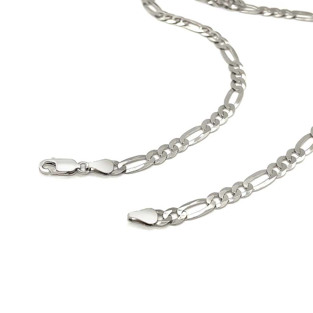 Rhodium Plated 5.5mm Sterling Silver Figaro Style Chain