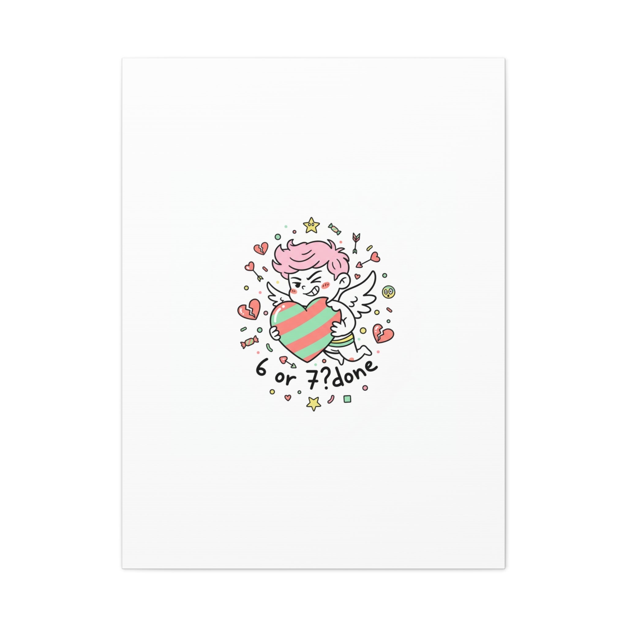Weird Cupid heart illustration Canvas | Weird Valentine, quirky chaotic love