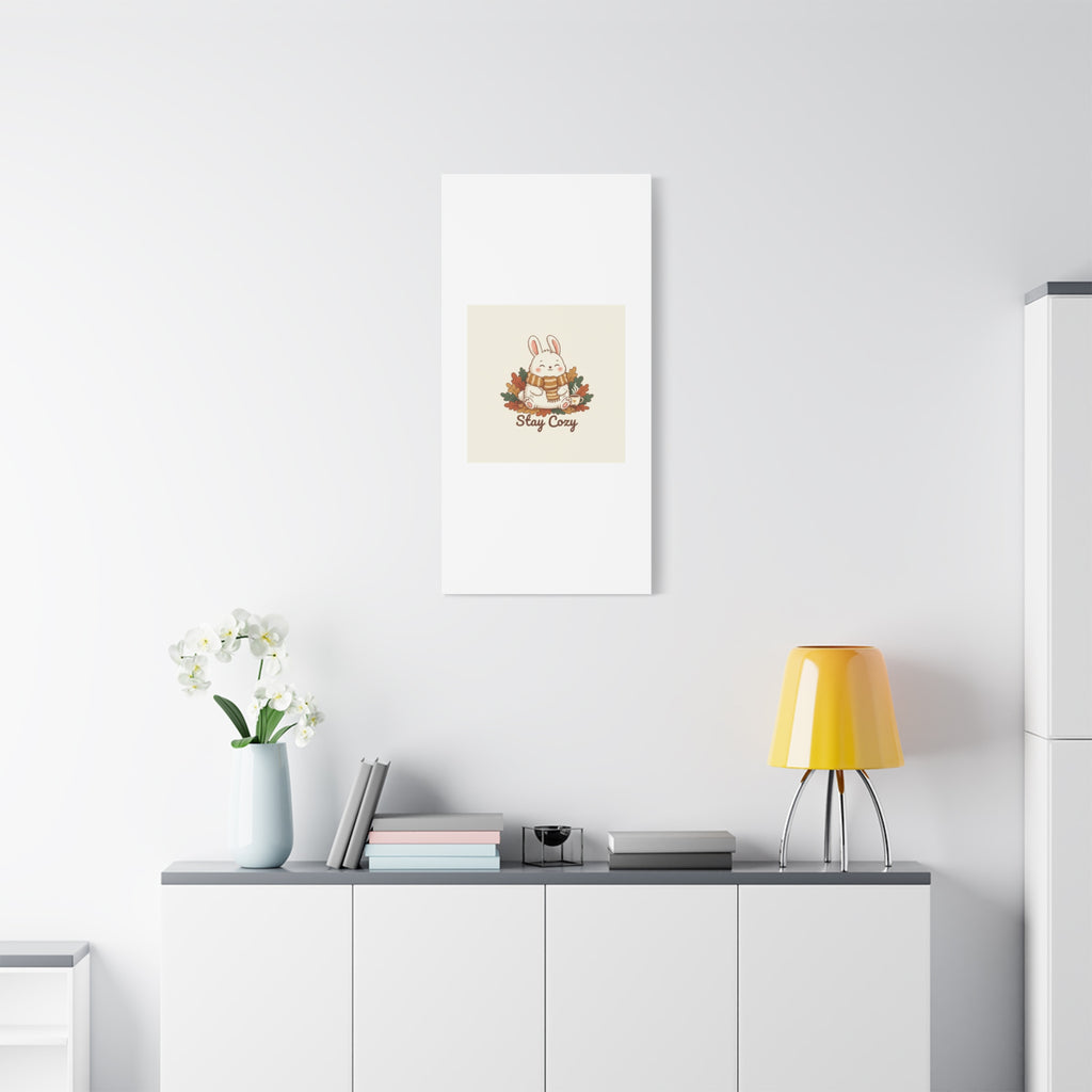 Cozy Bunny Illustration Canvas | Cute Critter Winter Forest Art