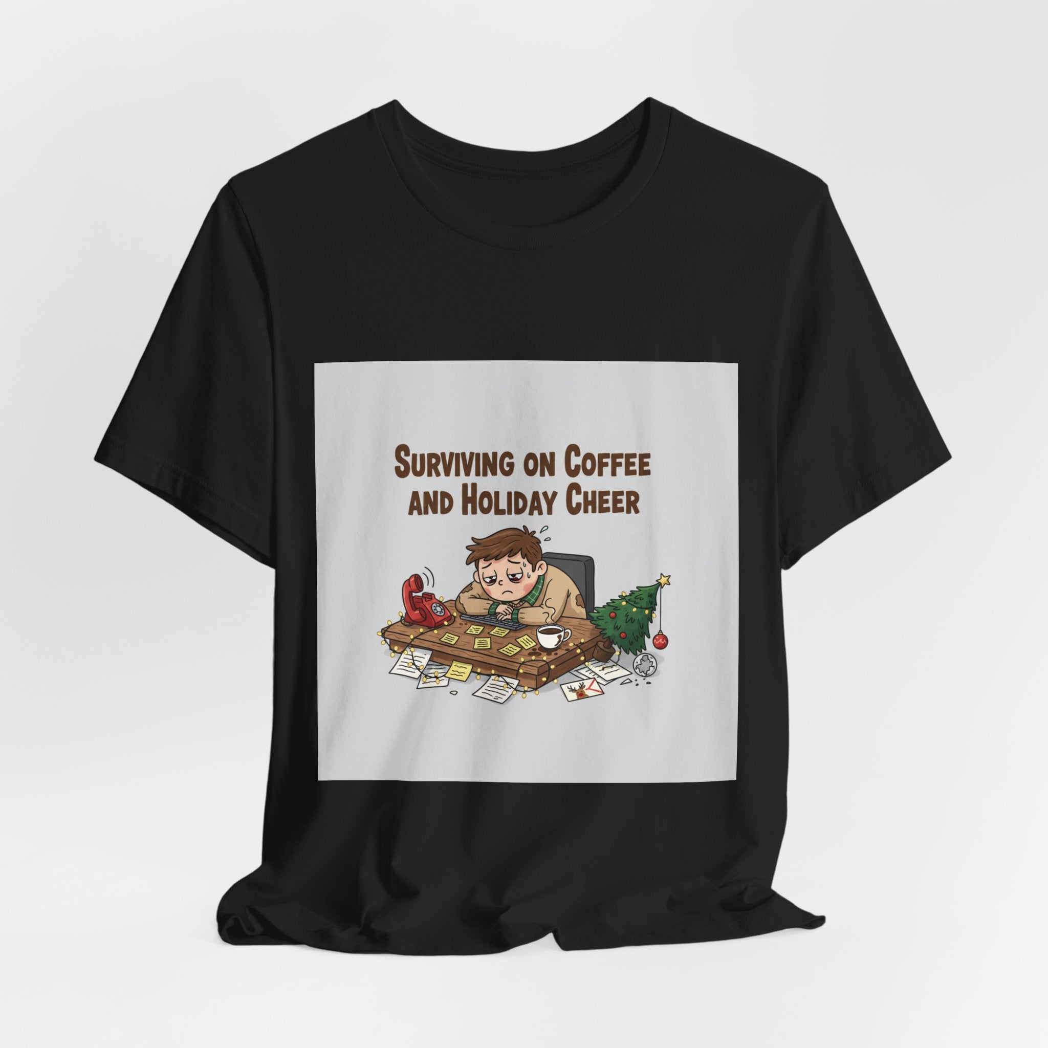 Surviving on Coffee and Holiday Cheer Tee | holiday stress shirt, festive but tired