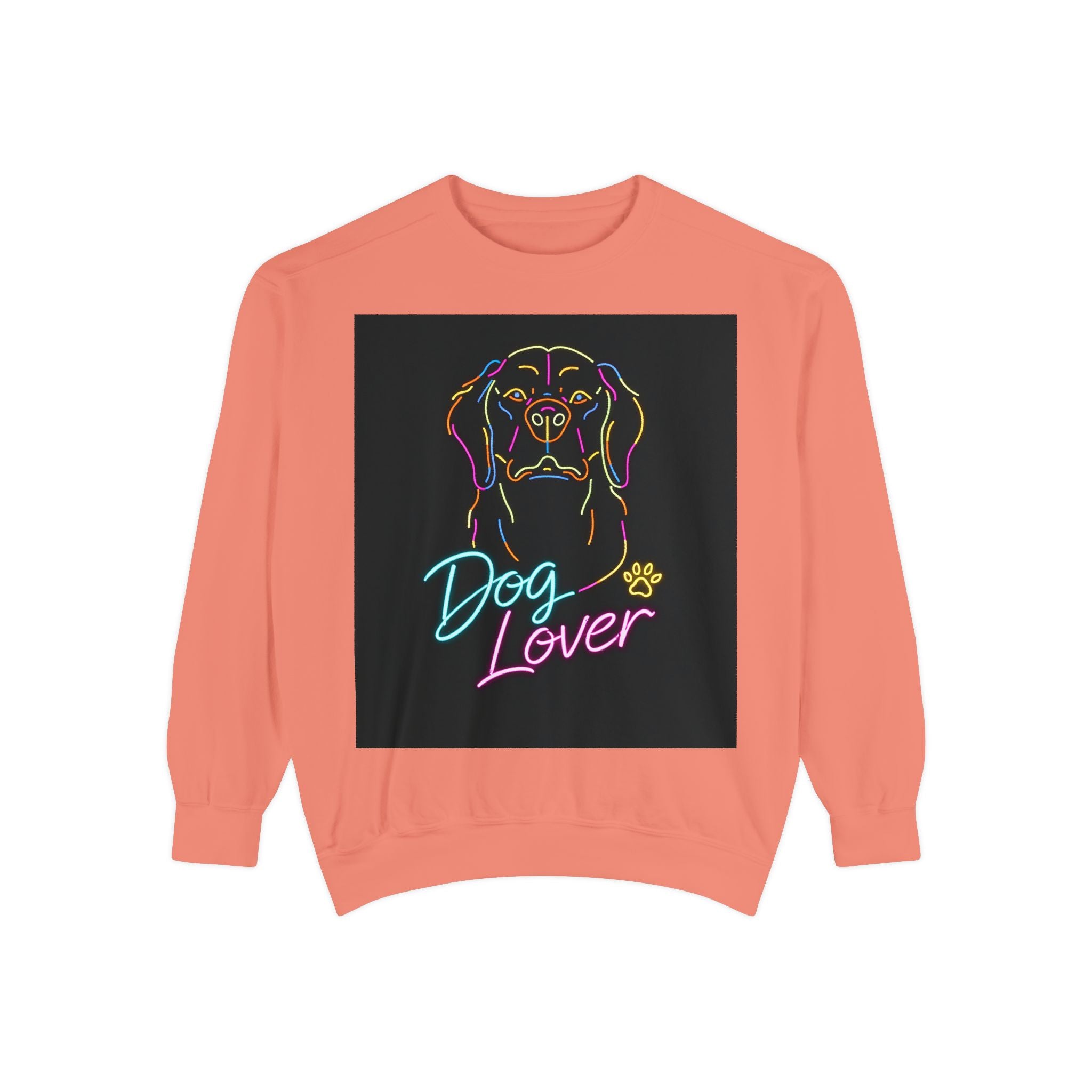 Dog Lover Sweatshirt — Neon Puppy Graphic Crewneck