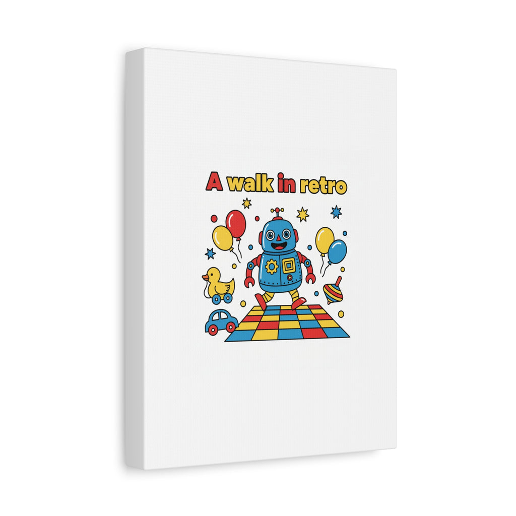 Retro Toy Robot Canvas | Throwback Kid, Primary Color Nostalgia